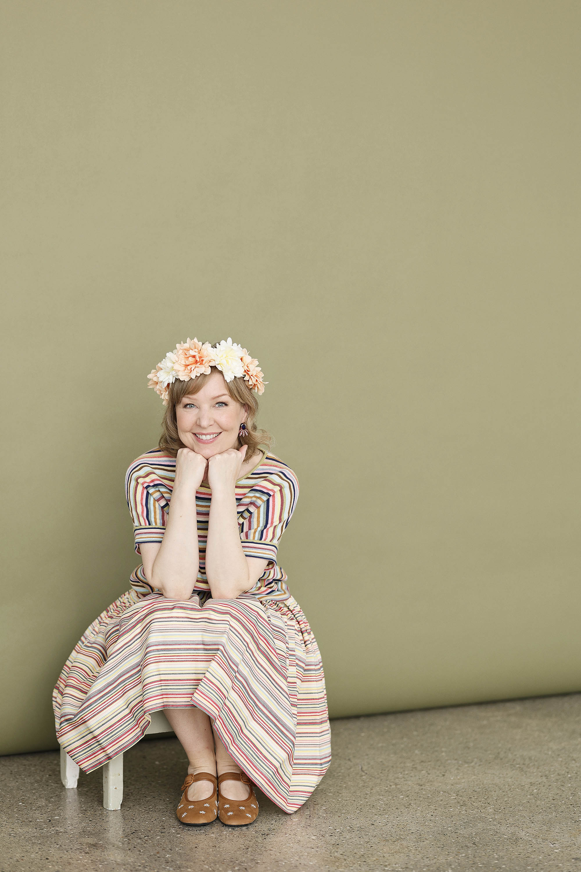 Stribet Sommerstrik med kort ærme fra Mansted