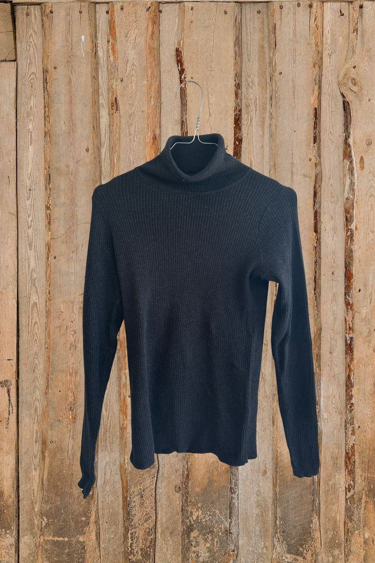 Charcoal colored high-necked sweater