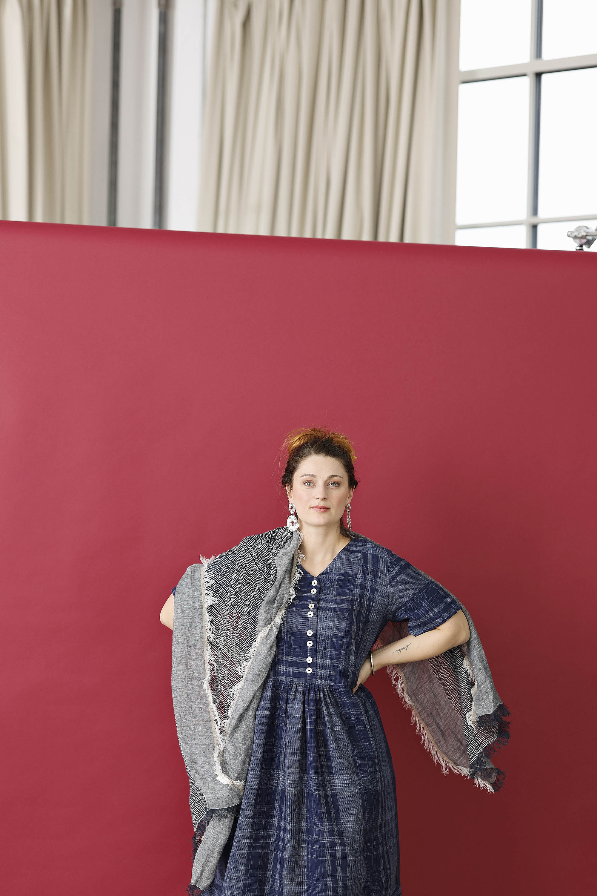 Blue summer scarf in lovely soft linen