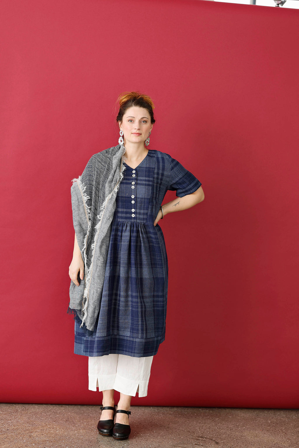Blue summer scarf in lovely soft linen