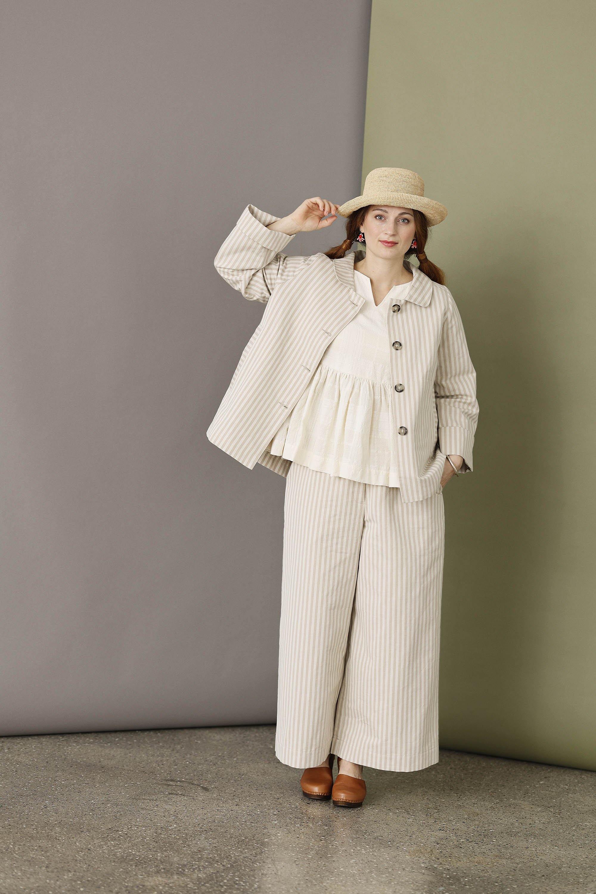 Striped light spring jacket in linen/cotton quality