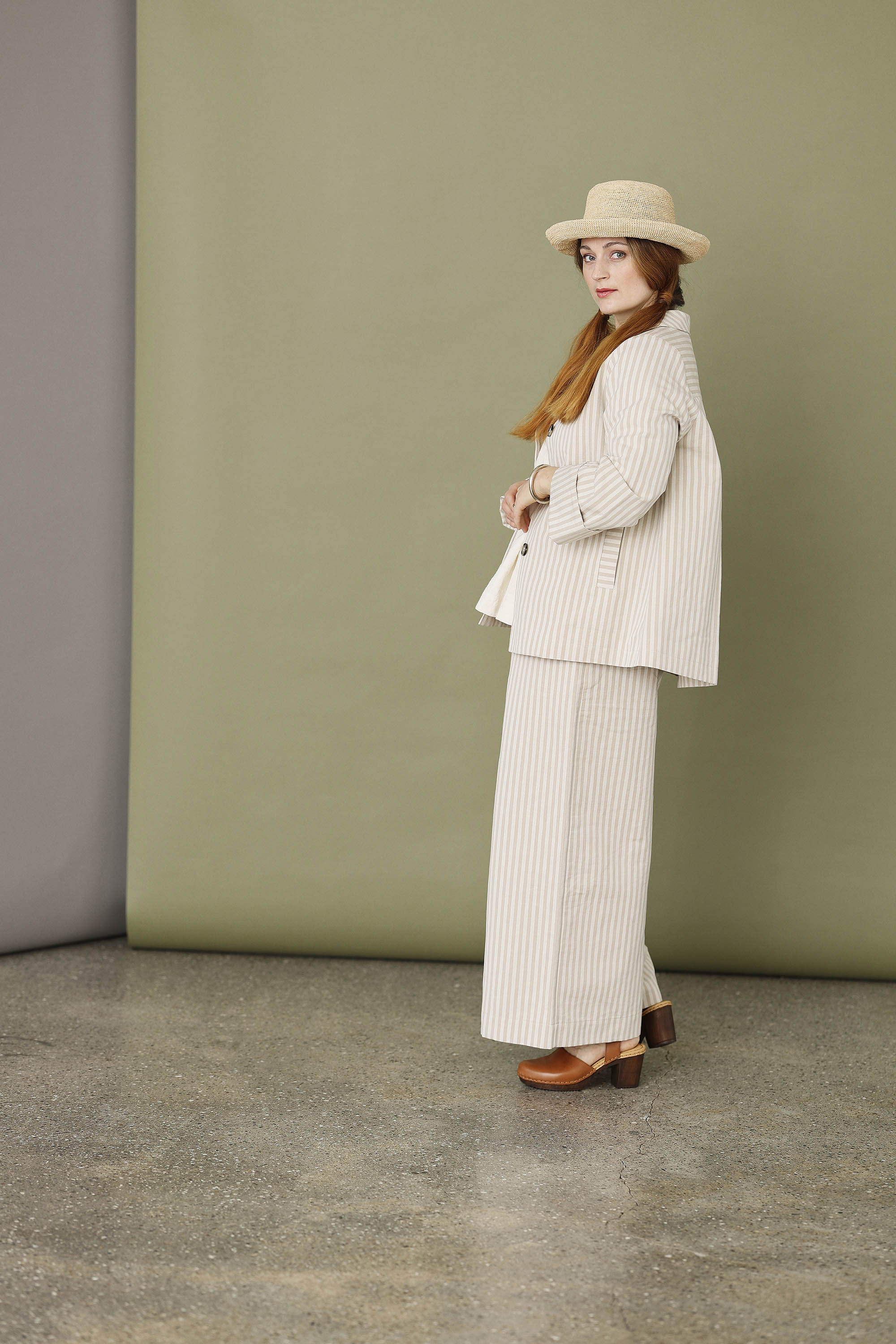 Striped light spring jacket in linen/cotton quality