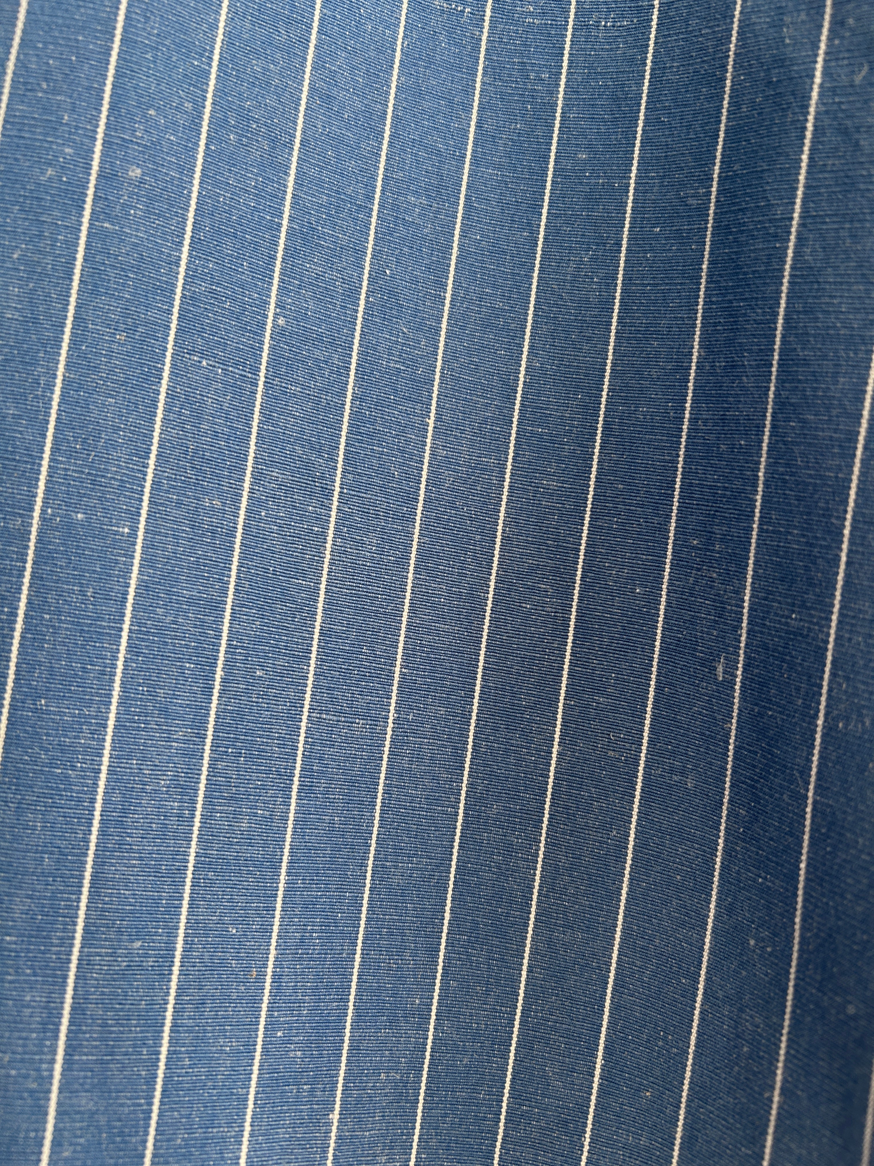 Cool, striped spring coat in blue linen/cotton quality