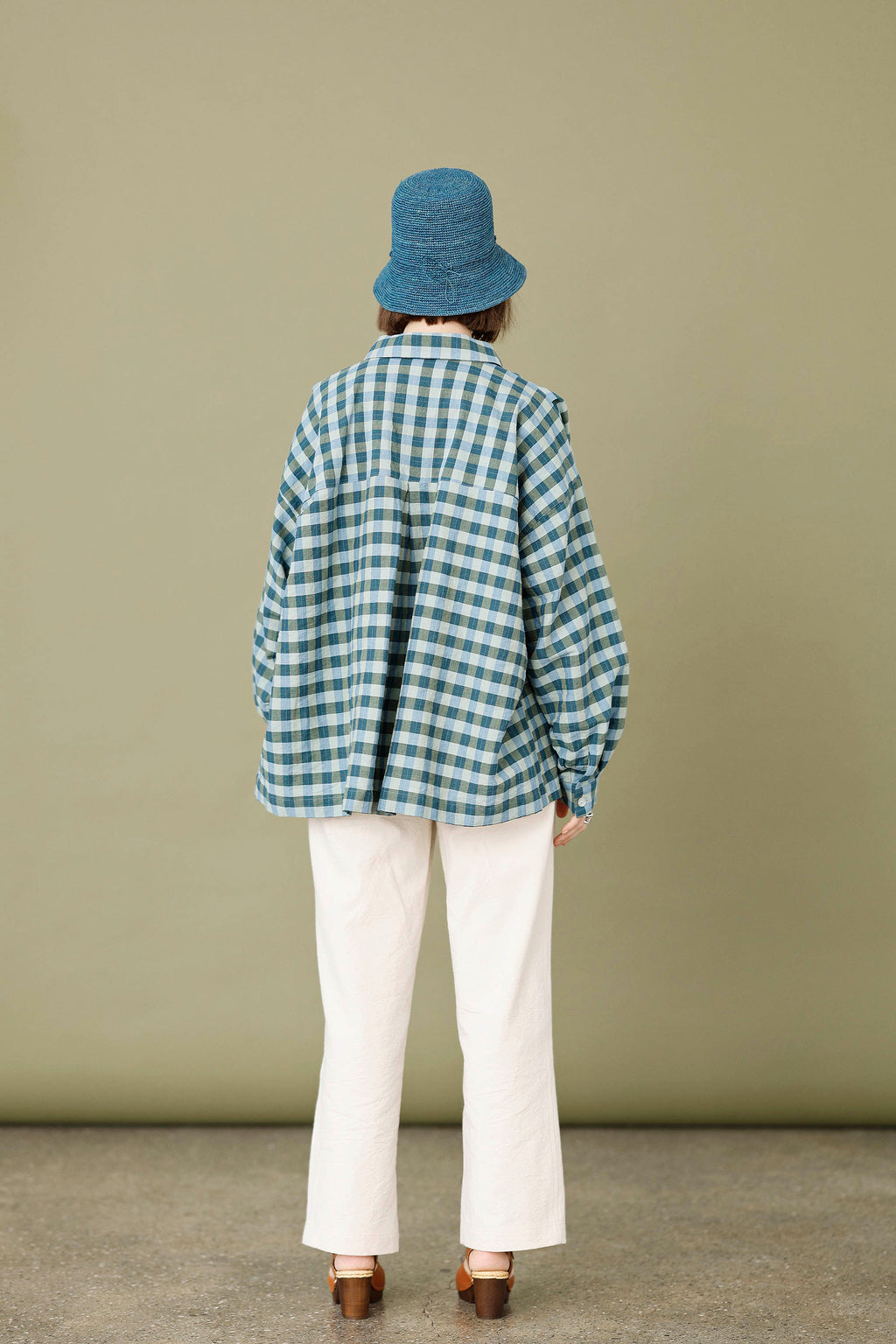 Oversize skjorte i blå/grønne tern