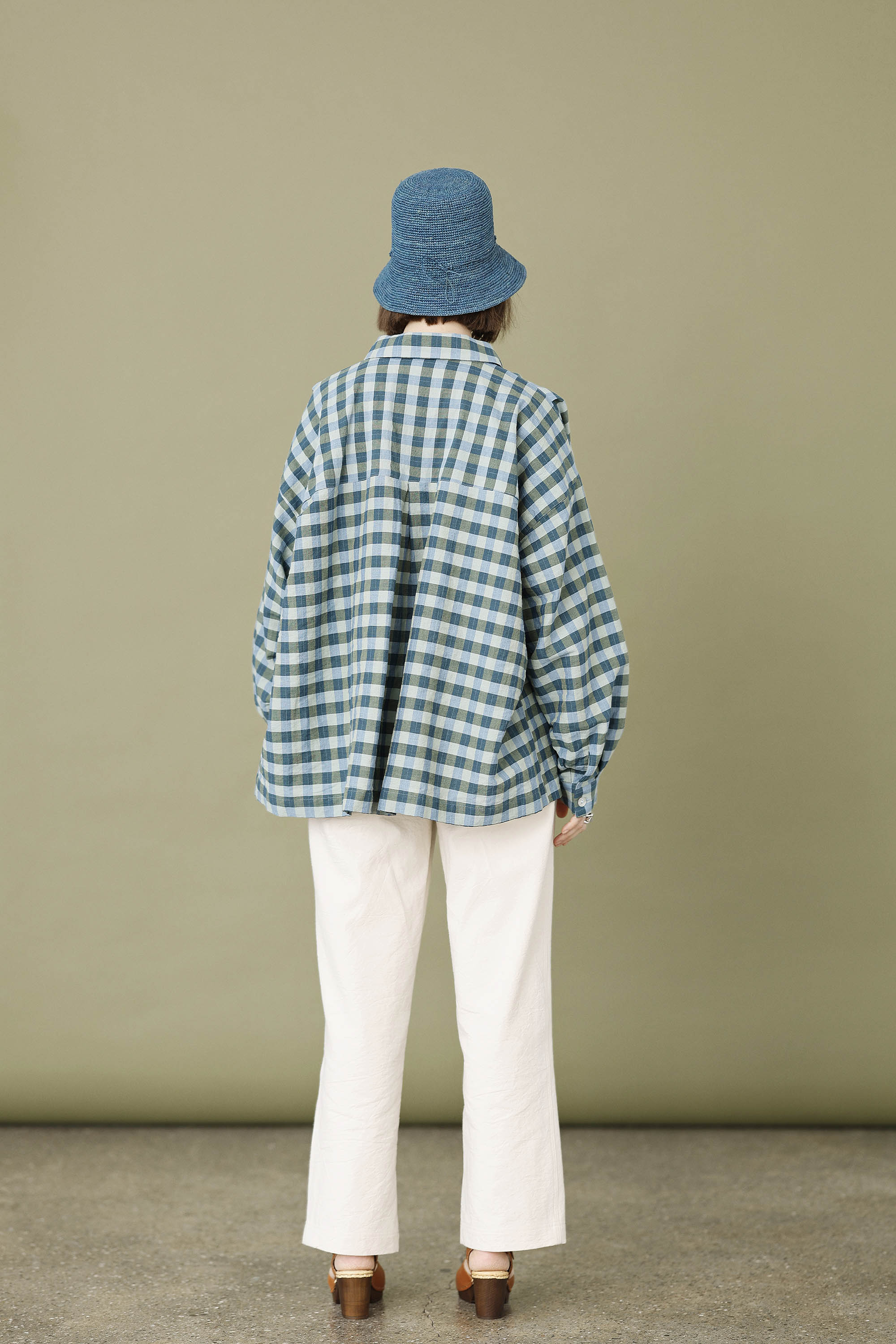 Oversize skjorte i blå/grønne tern