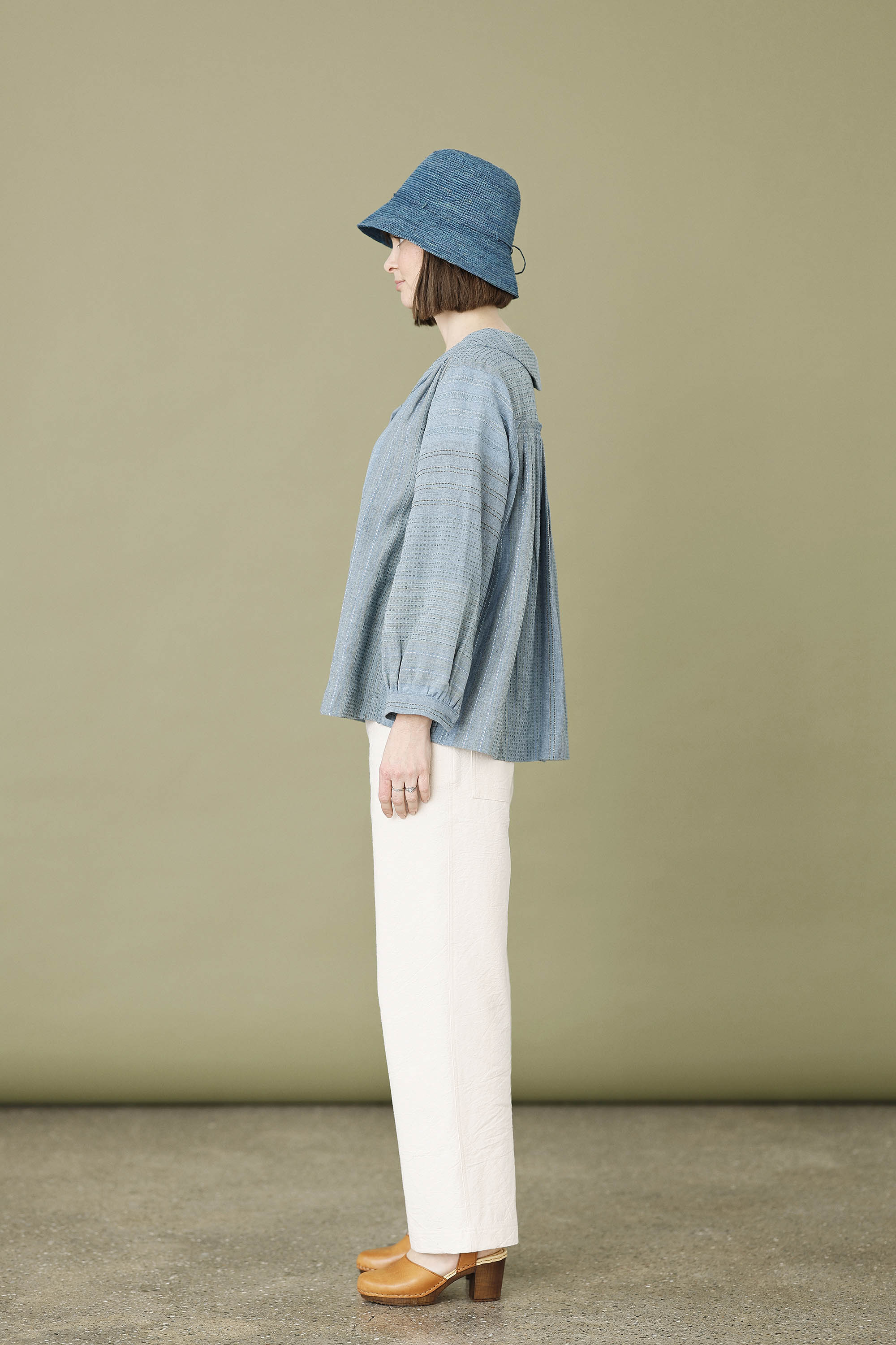 Pretty seablue shirt blouse in beautifully woven fabric