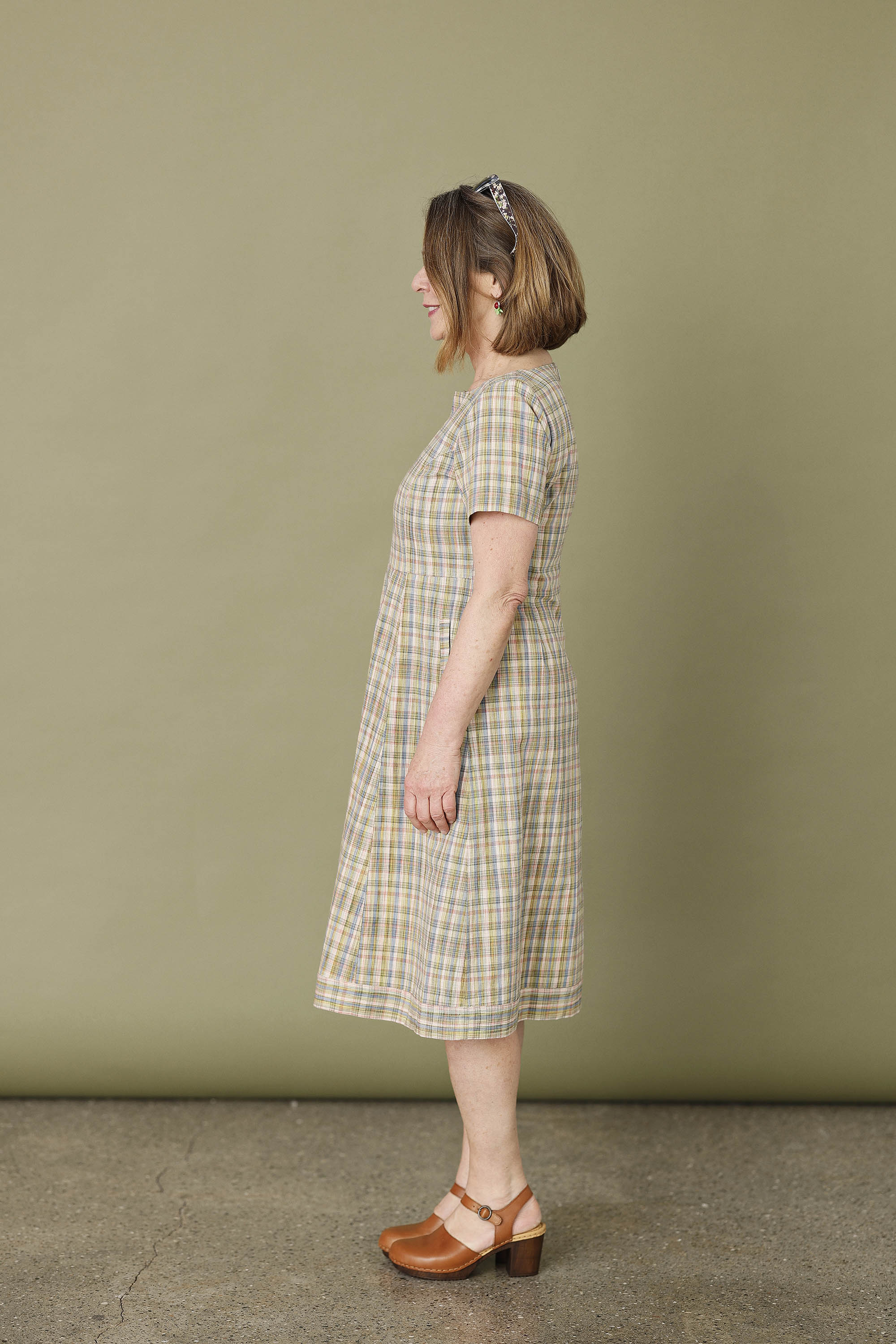 Multicolor fitted dress in a unique fabric