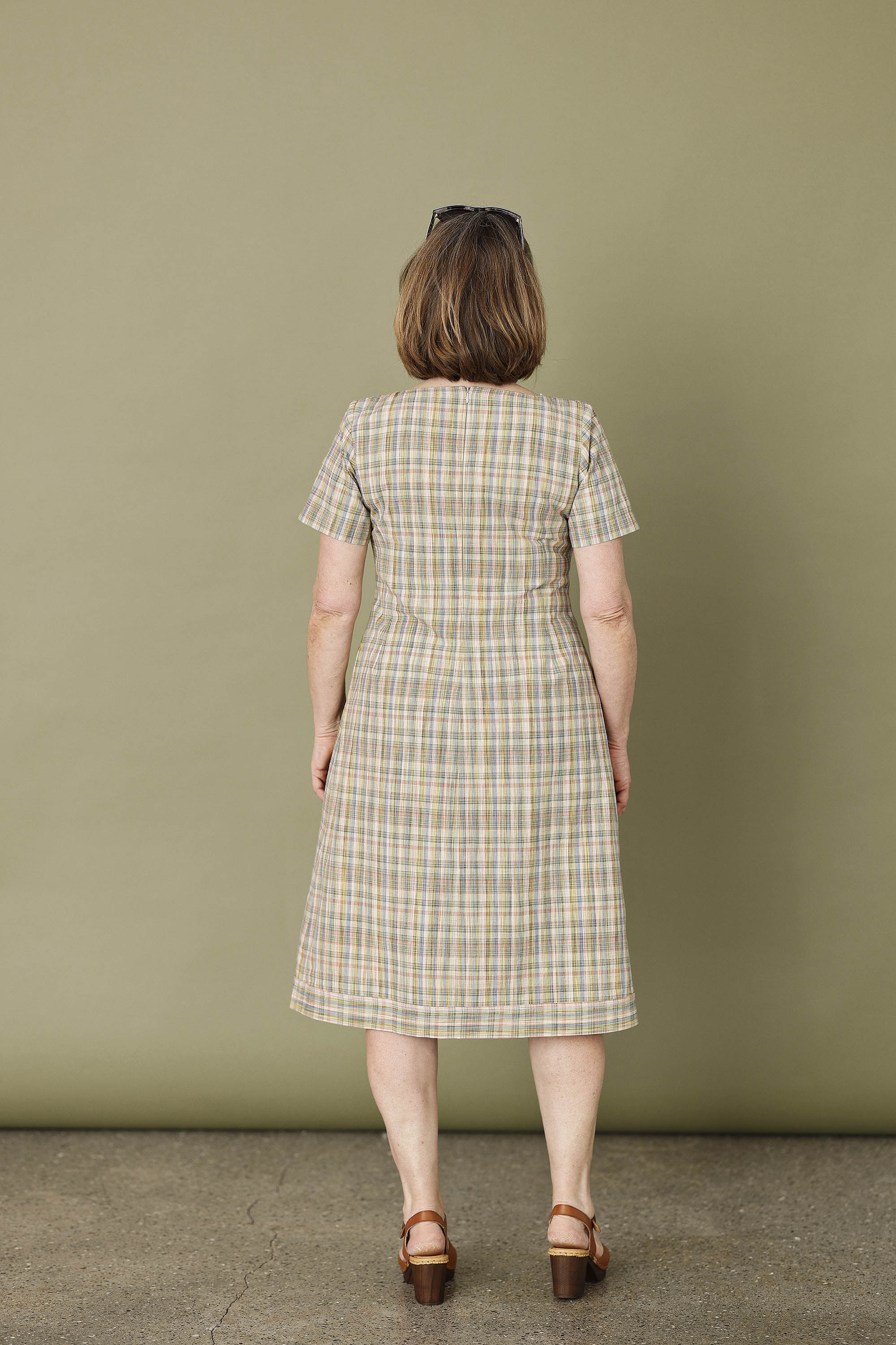 Multicolor fitted dress in a unique fabric