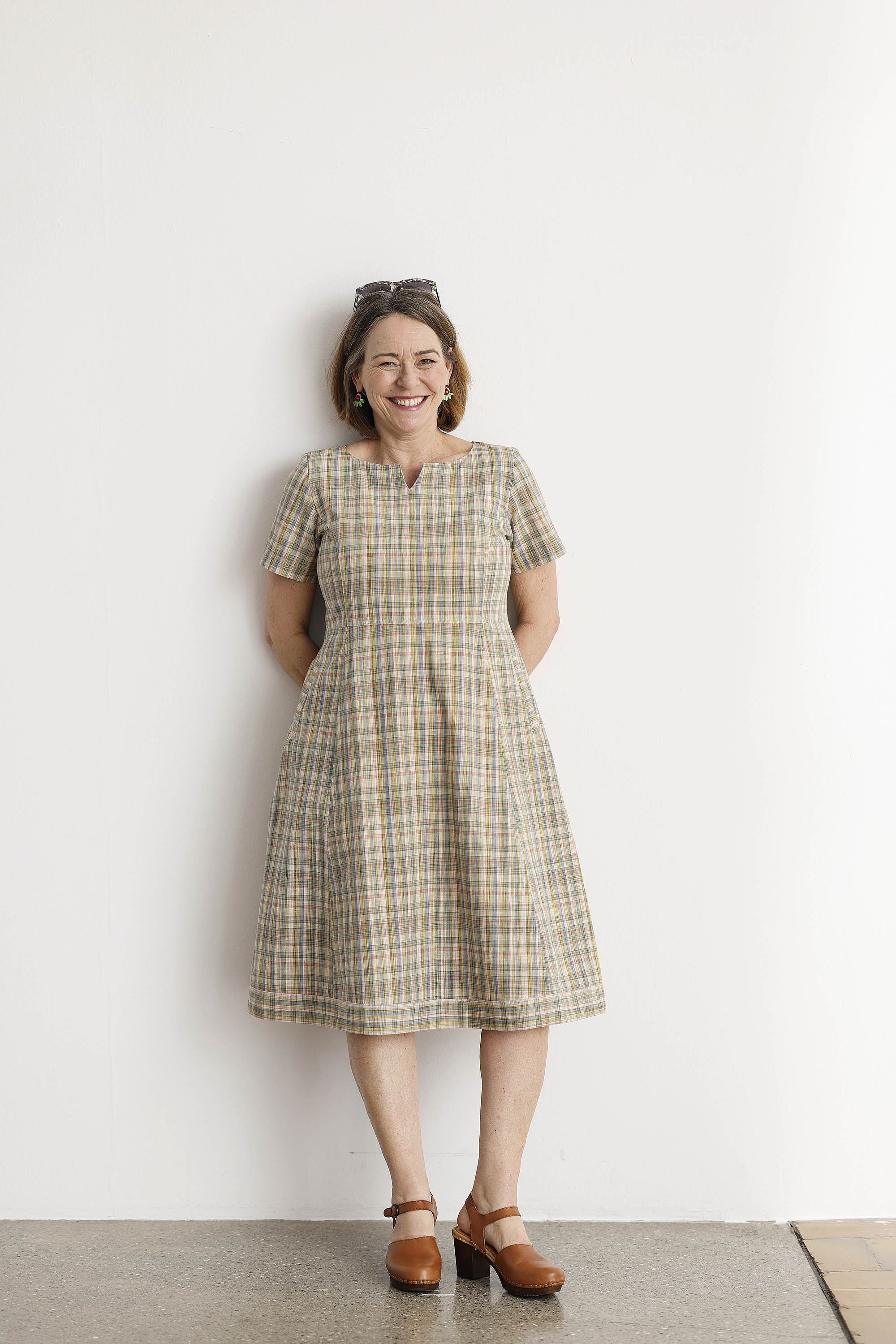 Multicolor fitted dress in a unique fabric