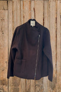 Dark brown sweater in boiled wool