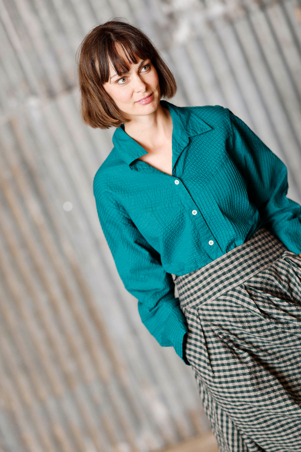 Checked skirt in Green/grey