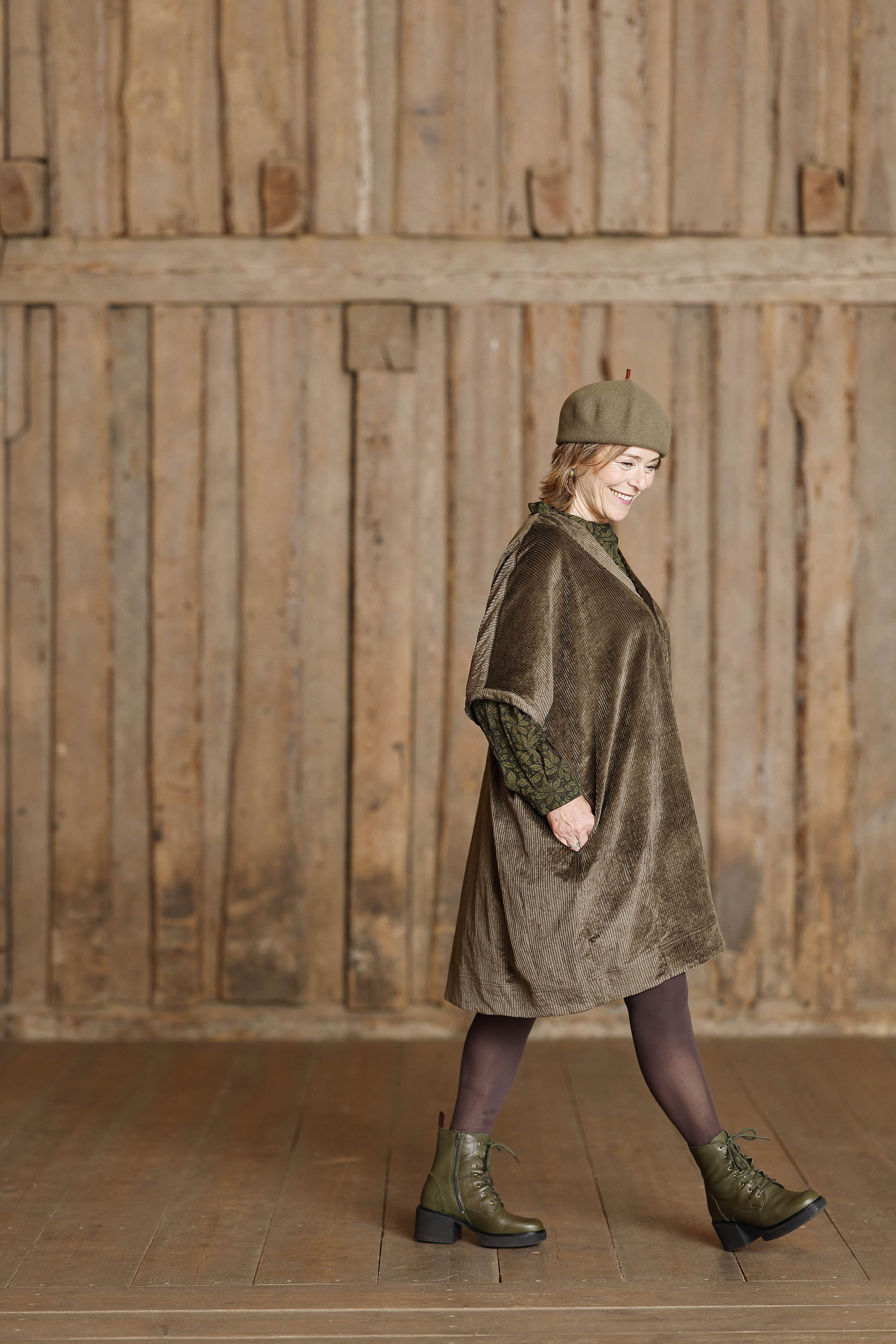Brun oversize fløjlstunika