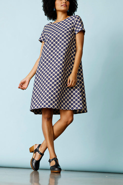 Beautiful summer dress with blue polka dots