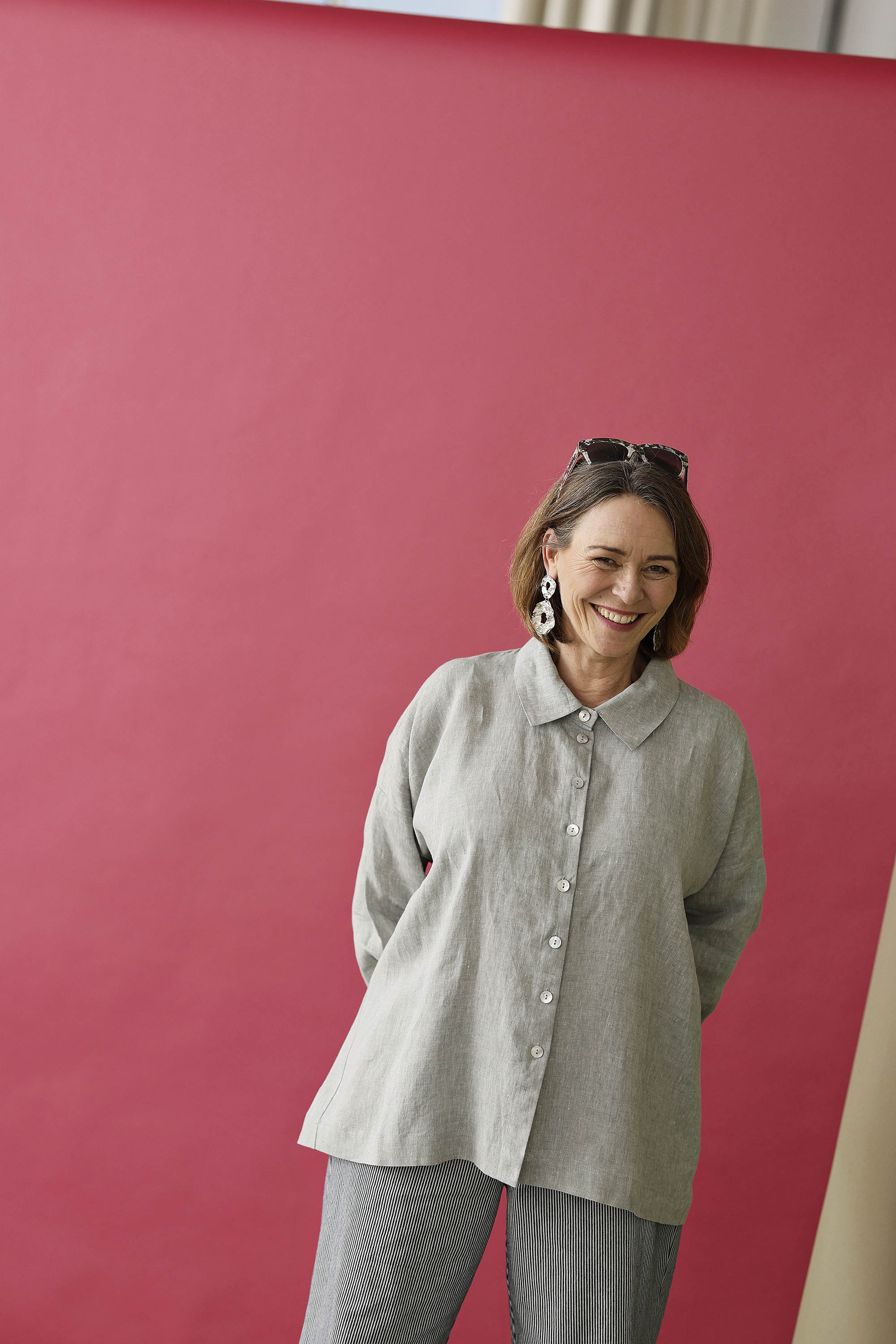 Lyseblå oversize skjorte i 100% hør