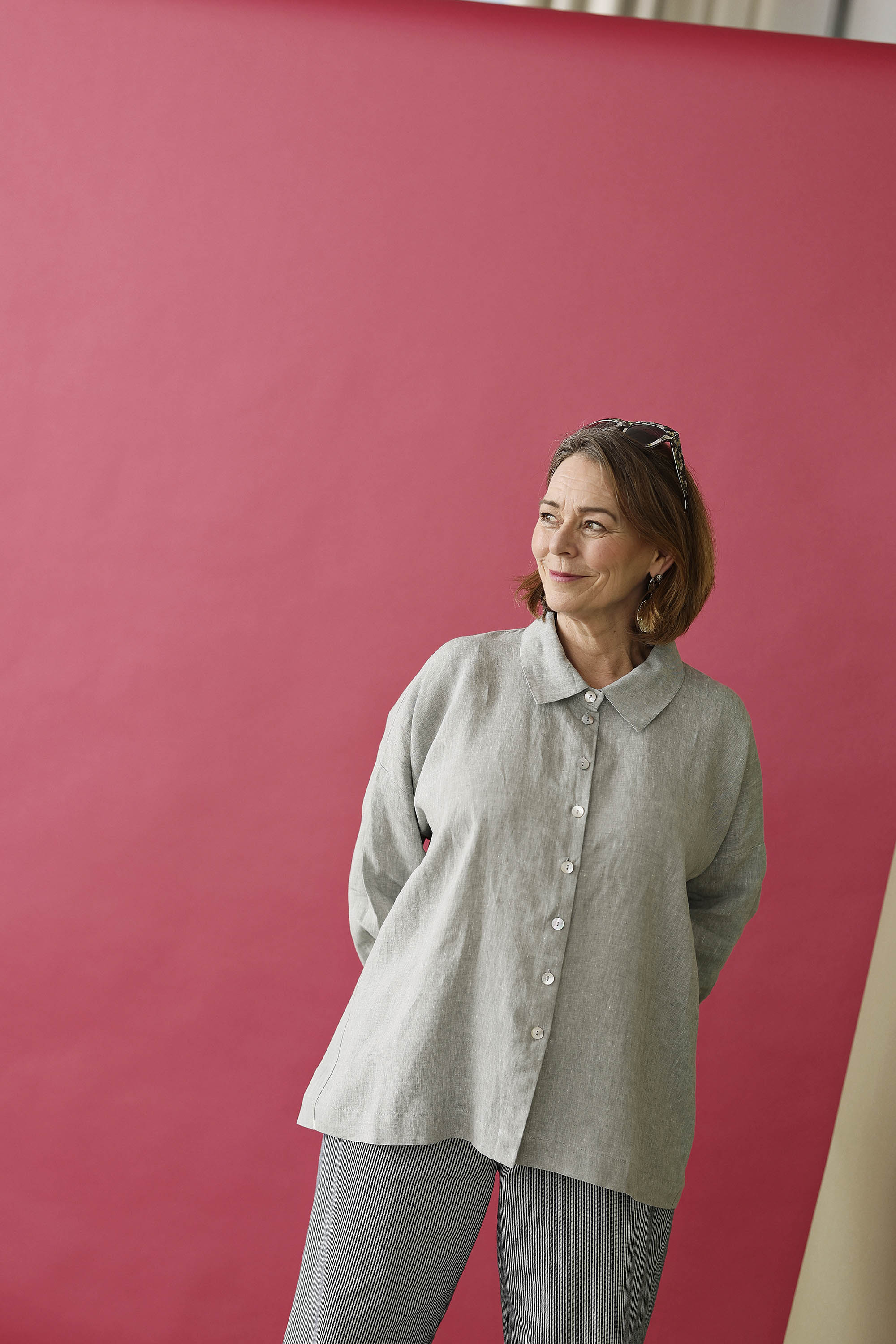 Lyseblå oversize skjorte i 100% hør