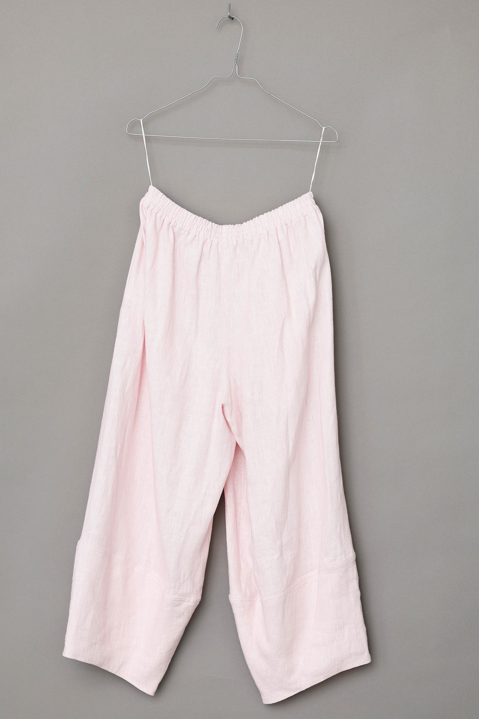 Pink pants with elastic in 100% linen