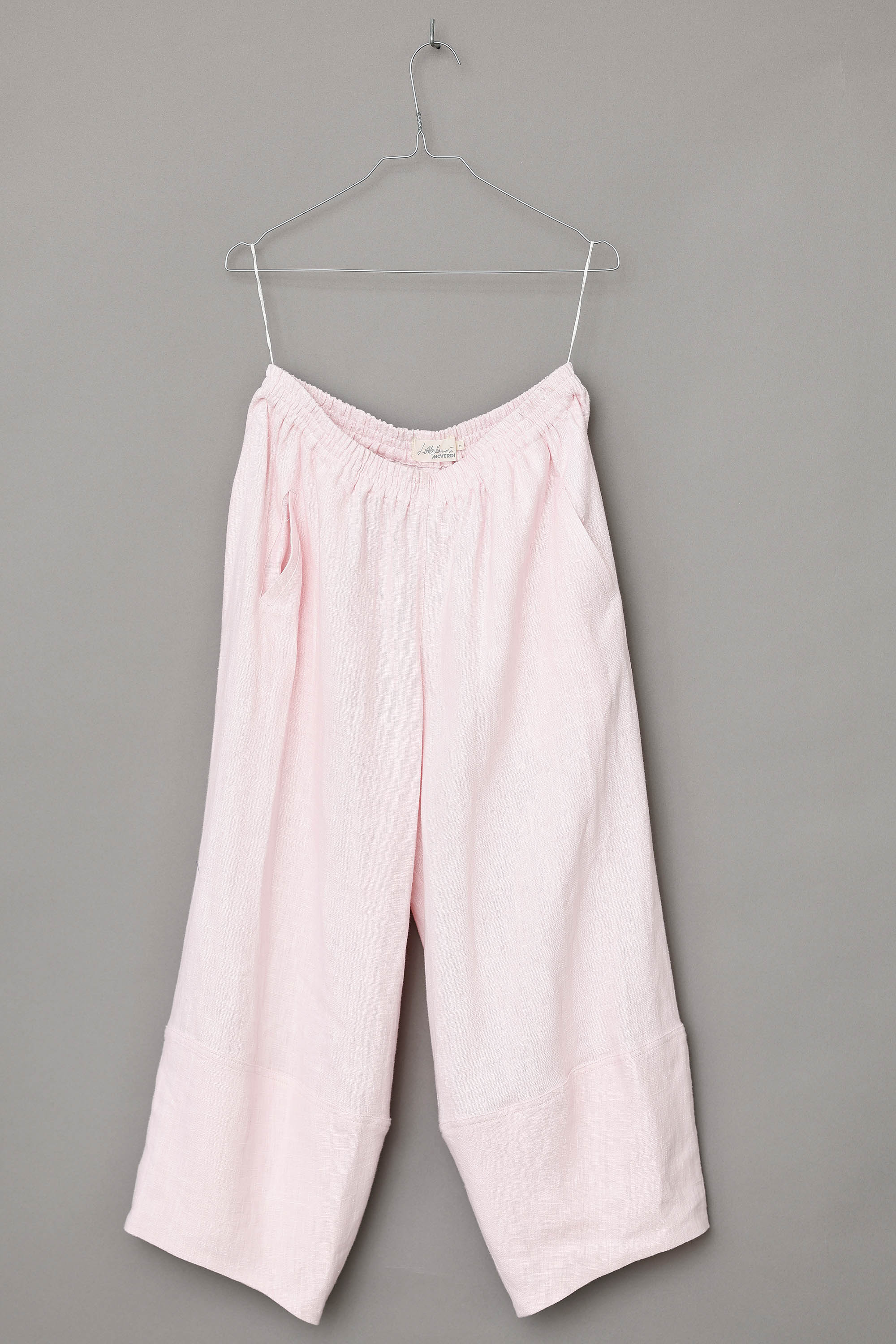 Pink pants with elastic in 100% linen