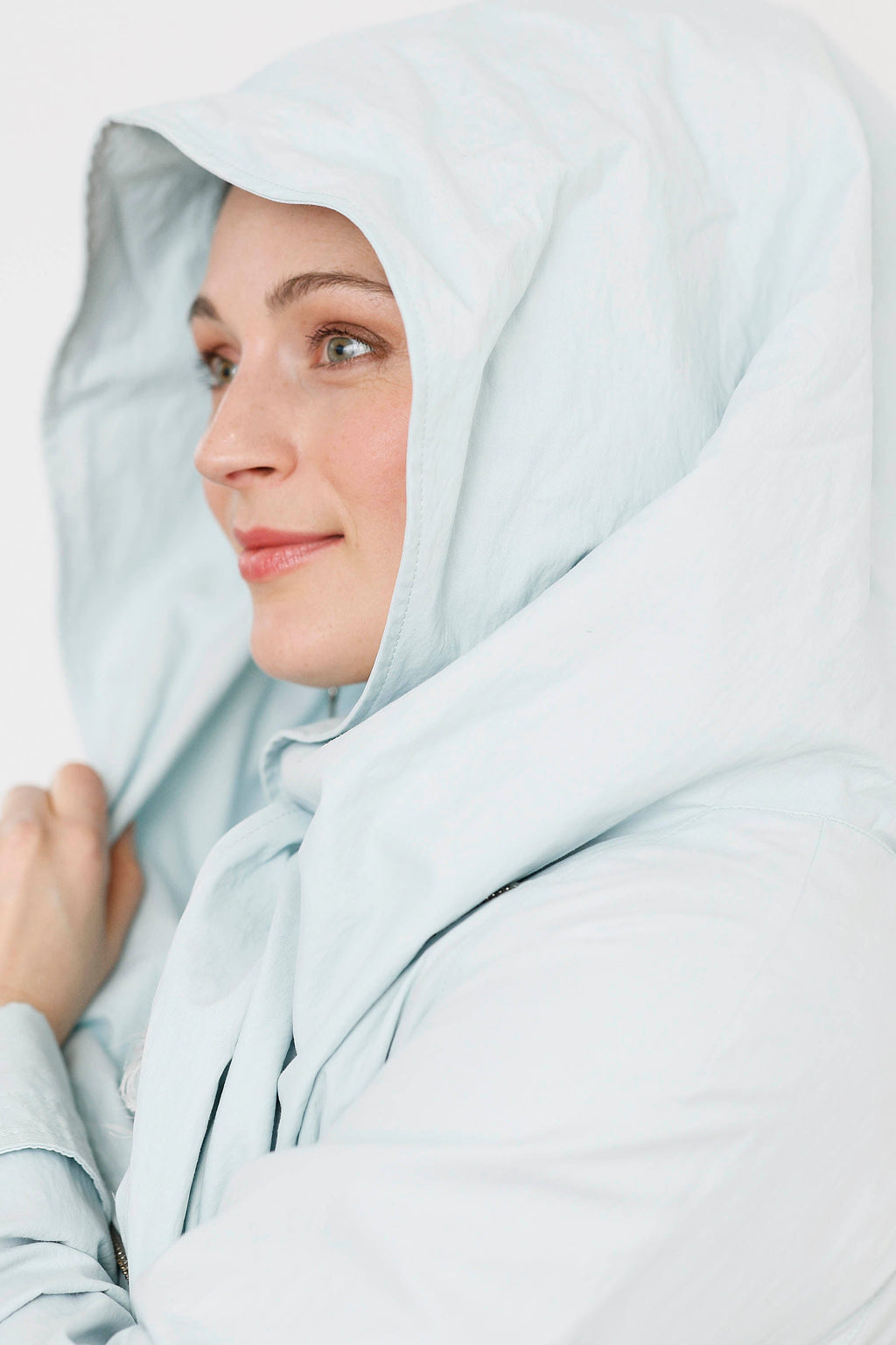 Iceblue jacket with asymmetrical zipper