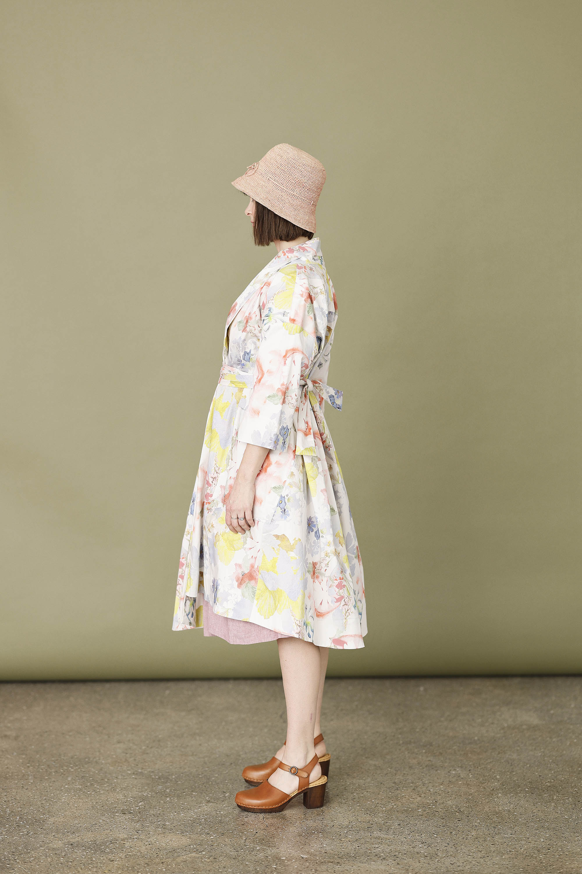 Kimono coat with graphic Signe Kejlbo print