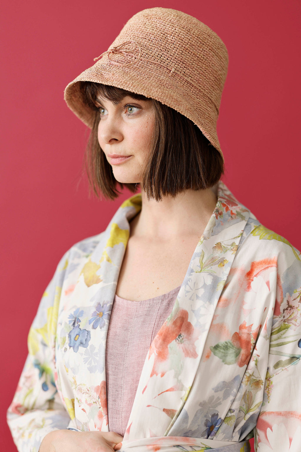 Kimono coat with graphic Signe Kejlbo print