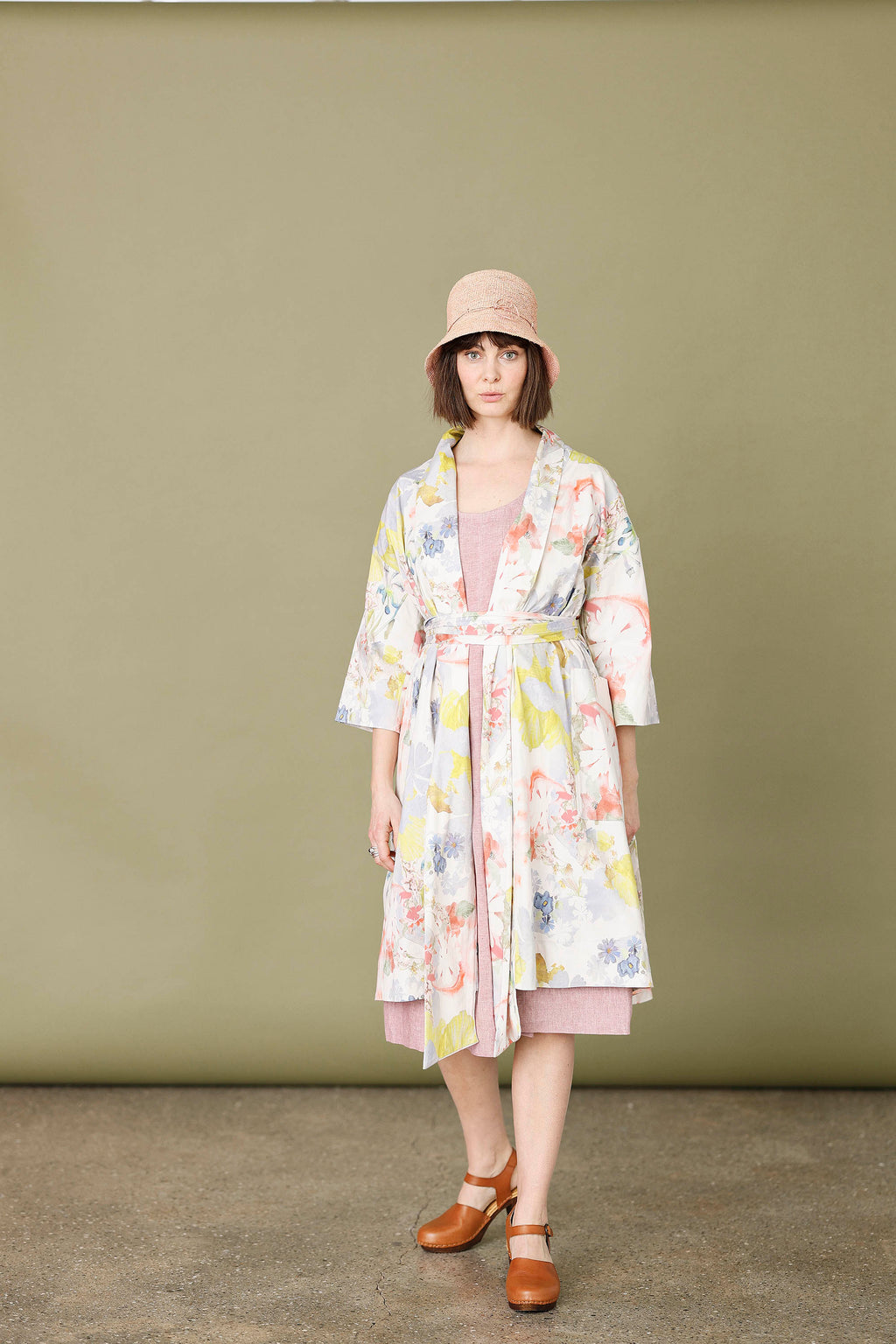 Kimono coat with graphic Signe Kejlbo print