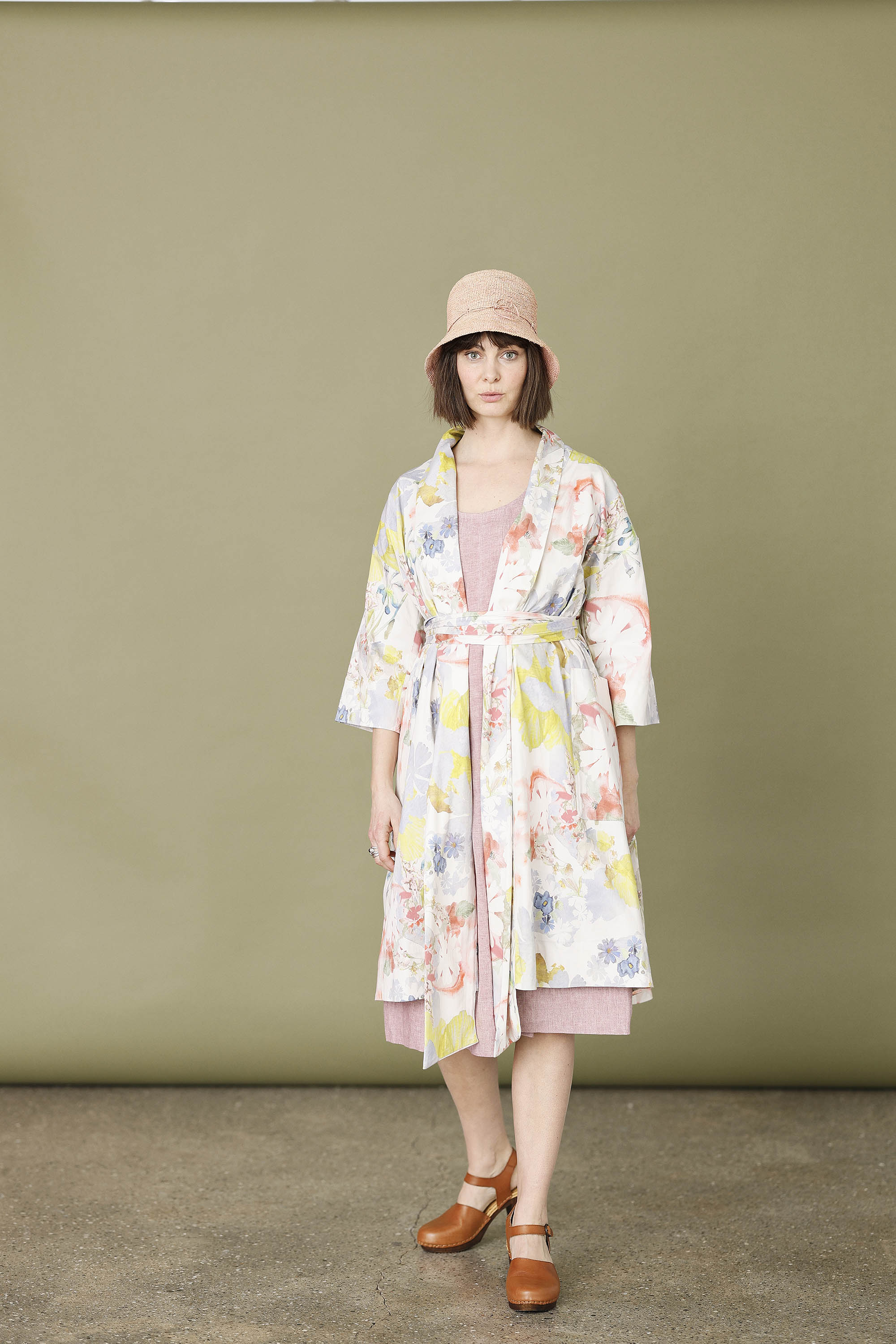 Kimono coat with graphic Signe Kejlbo print