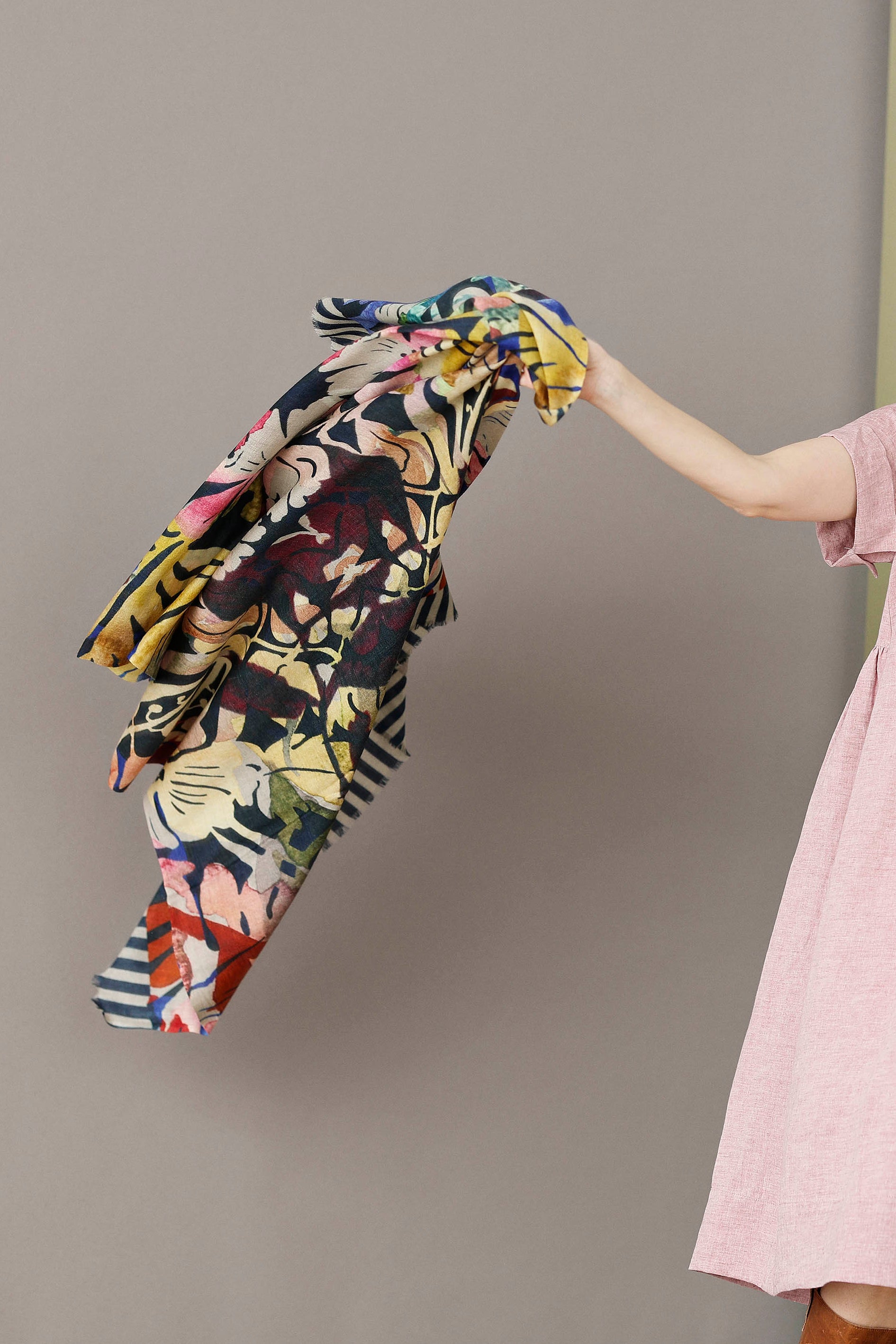 Signe Kejlbo wool/silk scarf with flower print