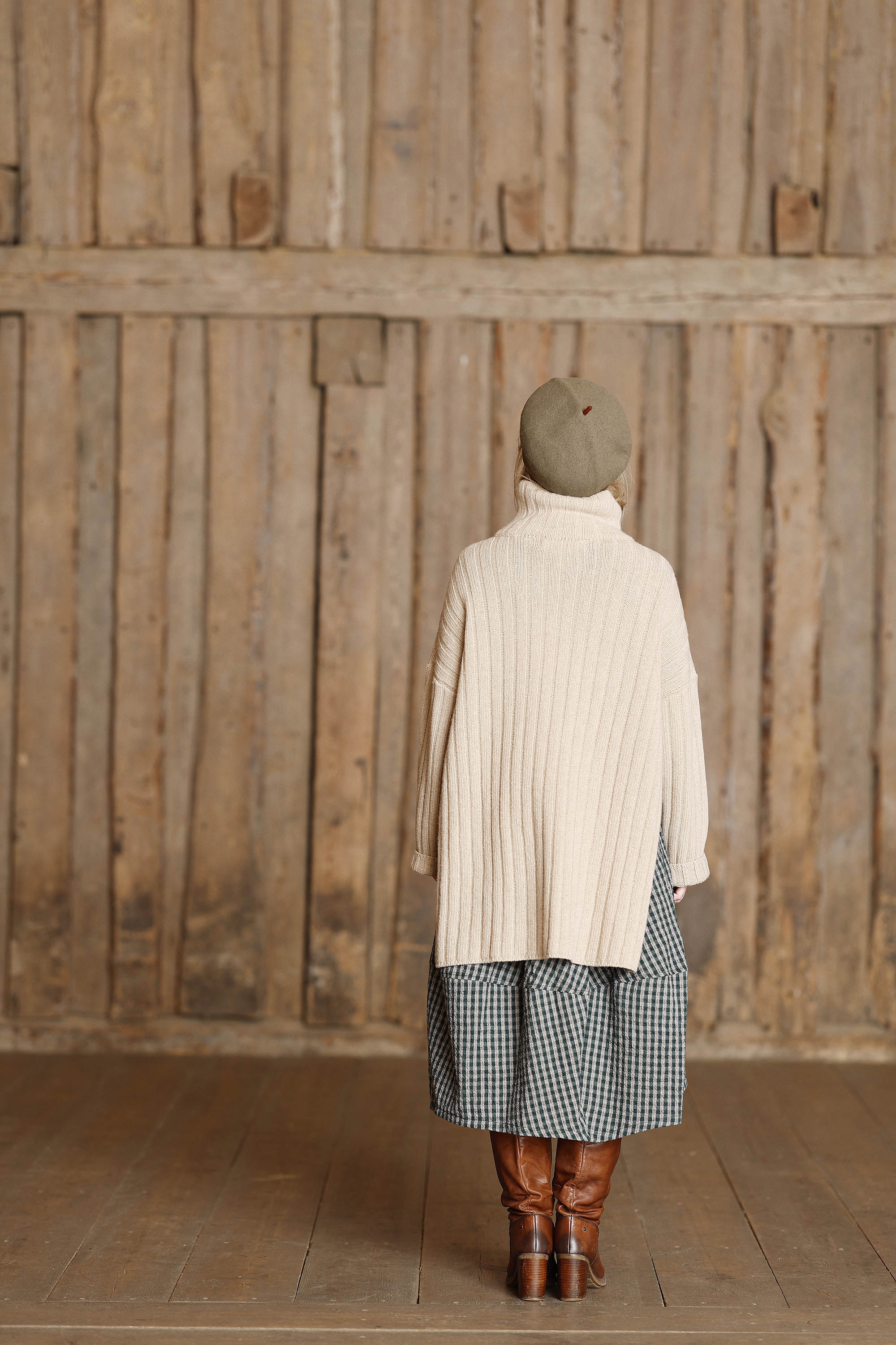 Cream farvet højhalset chunky strik fra Muse Wear