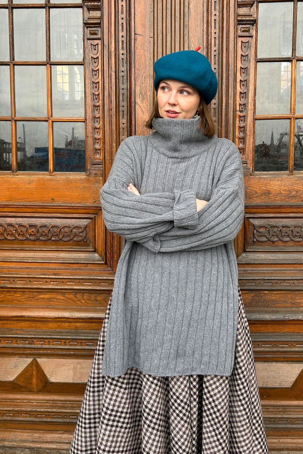 light grey High-Neck Chunky Knit from Muse Wear