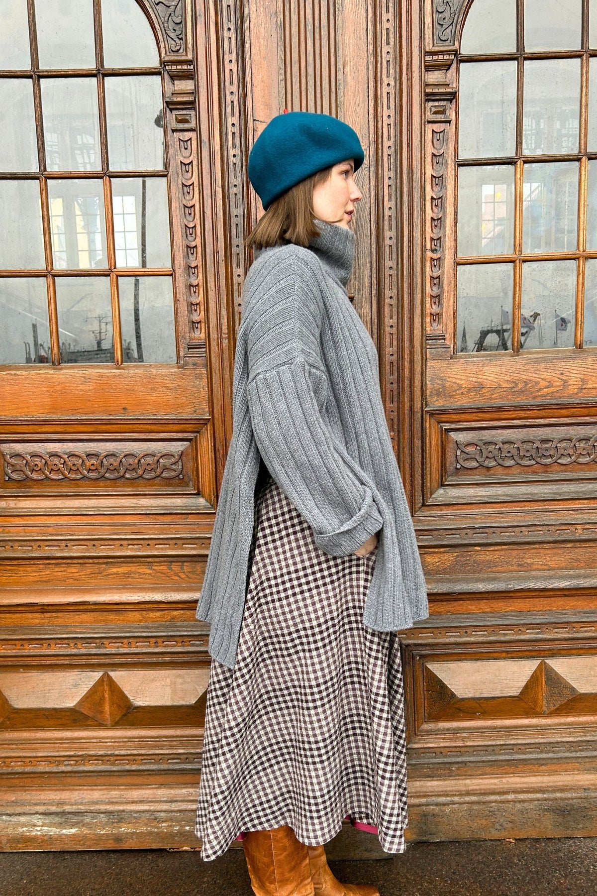 light grey High-Neck Chunky Knit from Muse Wear