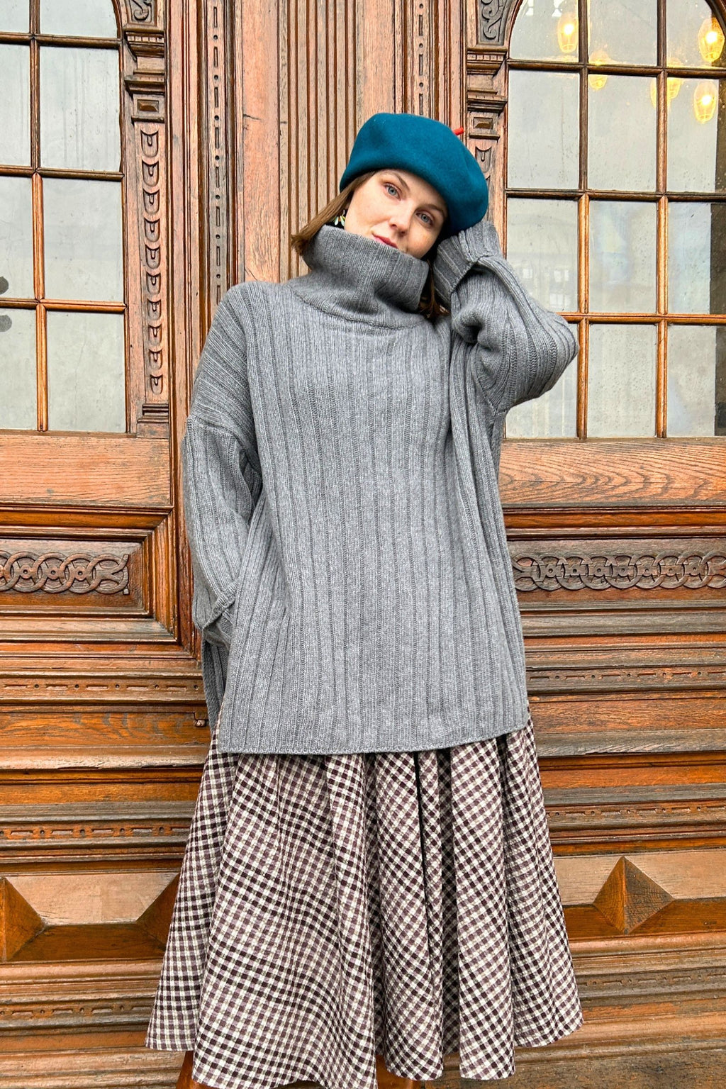 light grey High-Neck Chunky Knit from Muse Wear