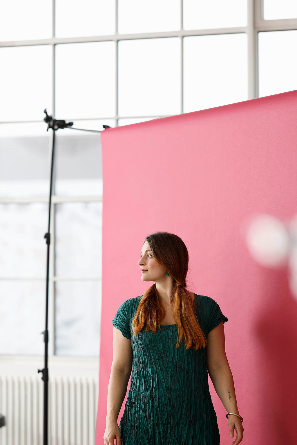 Jade grøn krøllet silkekjole fra Privatsachen