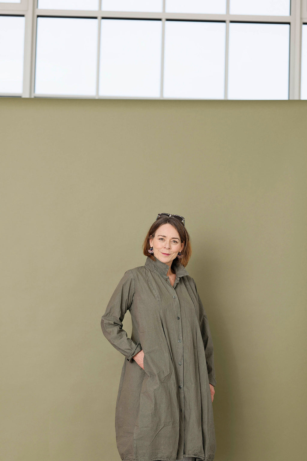 Cool støvet grøn skjortekjole fra Privatsachen