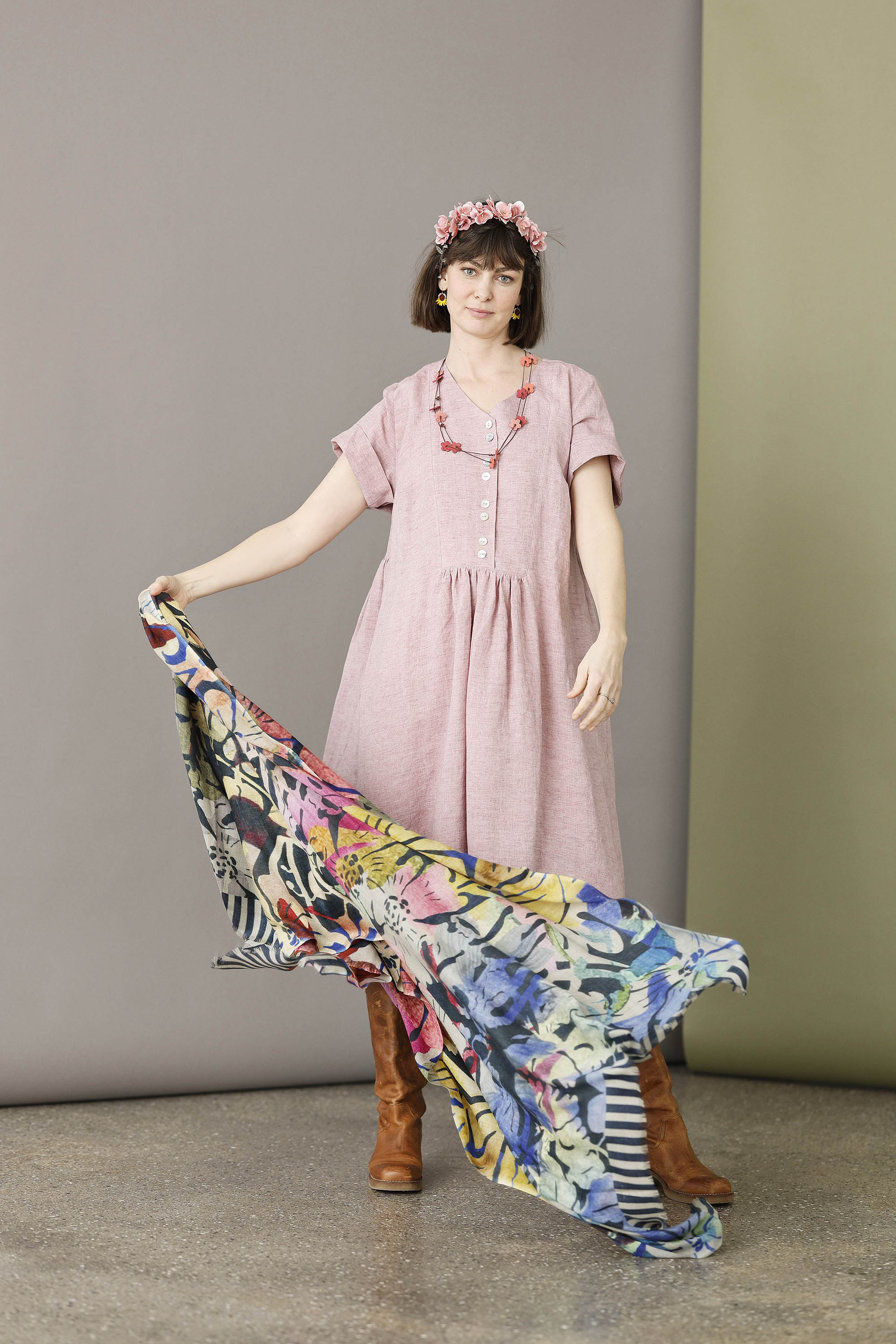 Signe Kejlbo wool/silk scarf with flower print