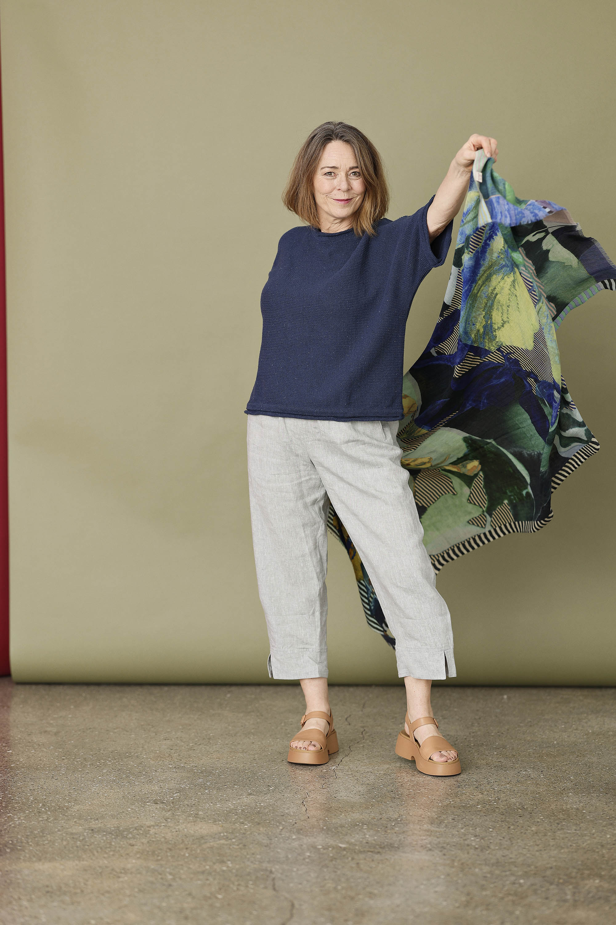 Signe Kejlbo wool/silk scarf with print in green shades