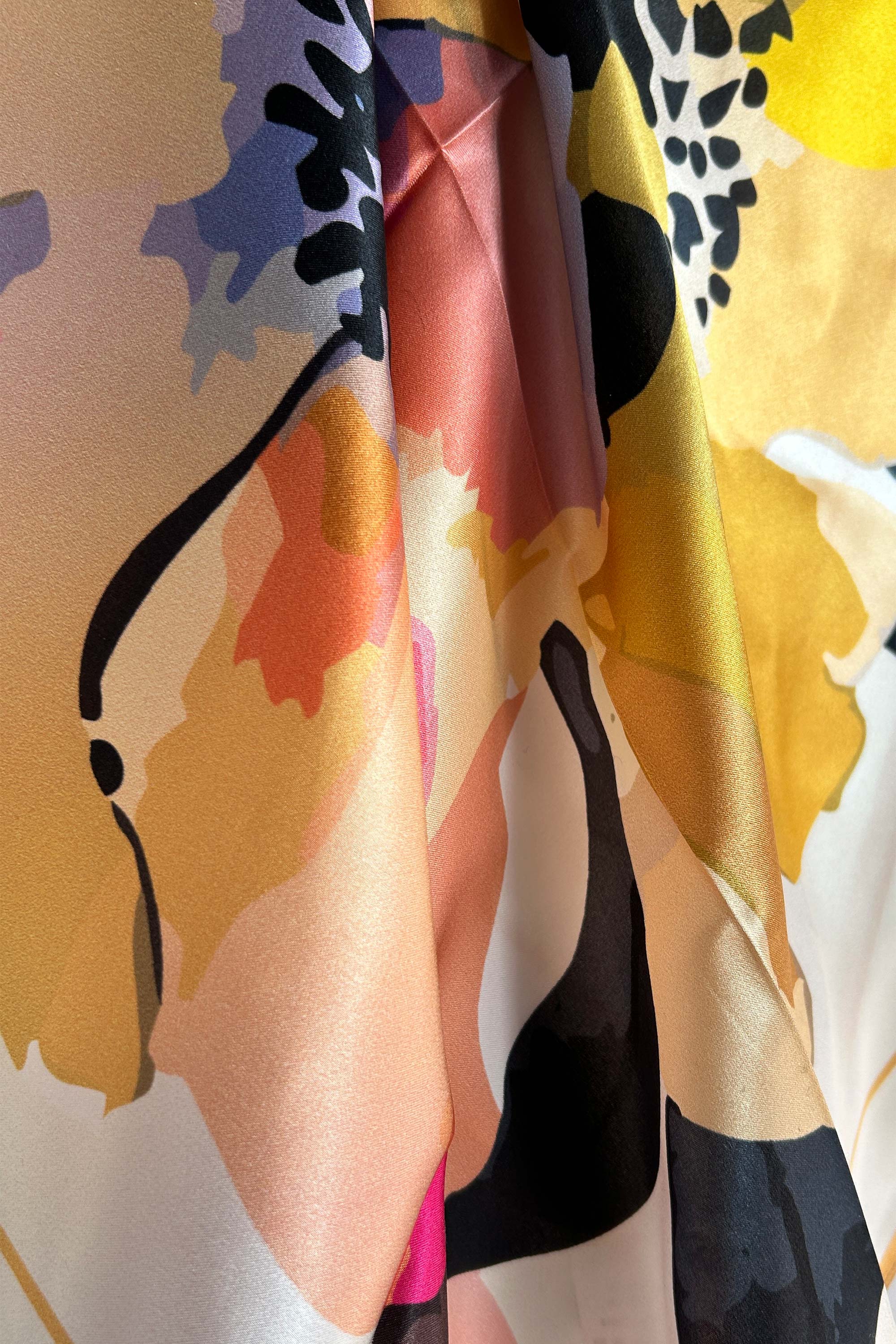 Square silk scarf with large floral print