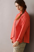 Orange-red YaccoMaricard shirt with asymmetrical closure