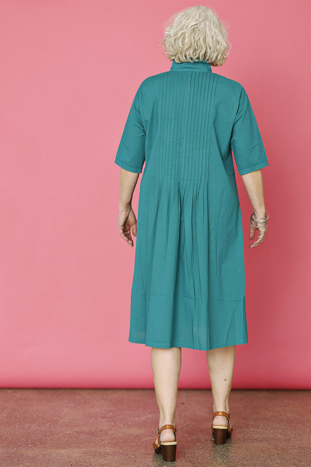 Green yaccoMaricard shirt dress with pintucks