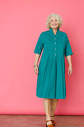Green yaccoMaricard shirt dress with pintucks