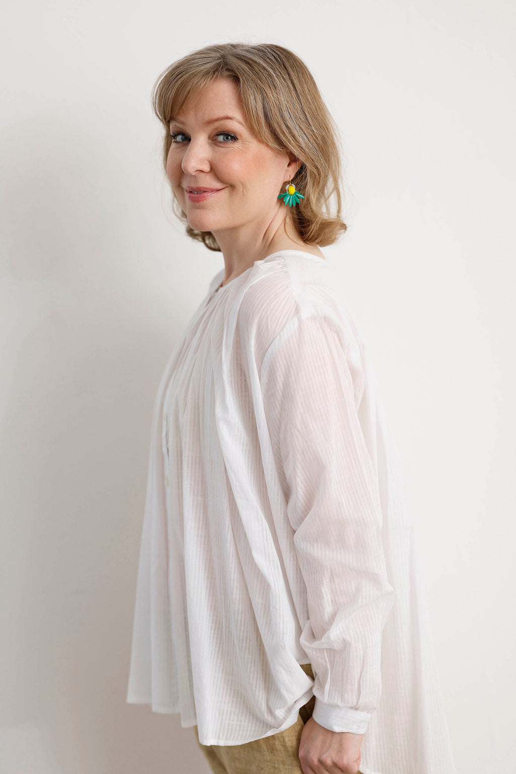 Chloe white-striped summer blouse
