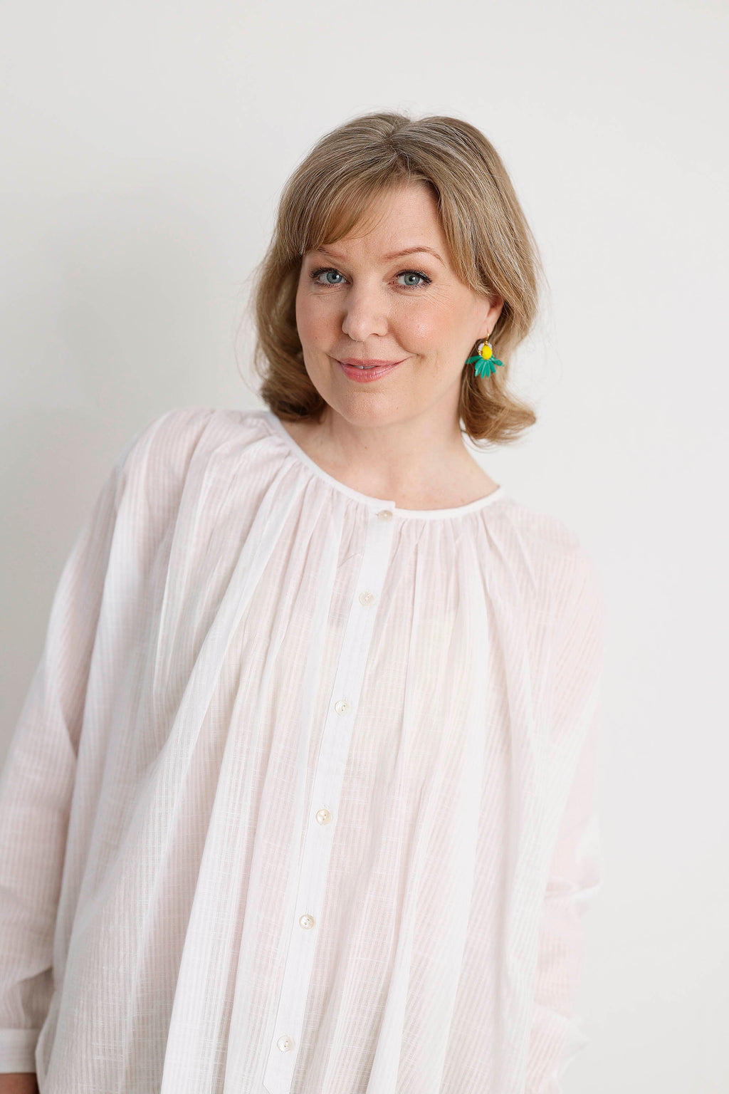 Chloe white-striped summer blouse