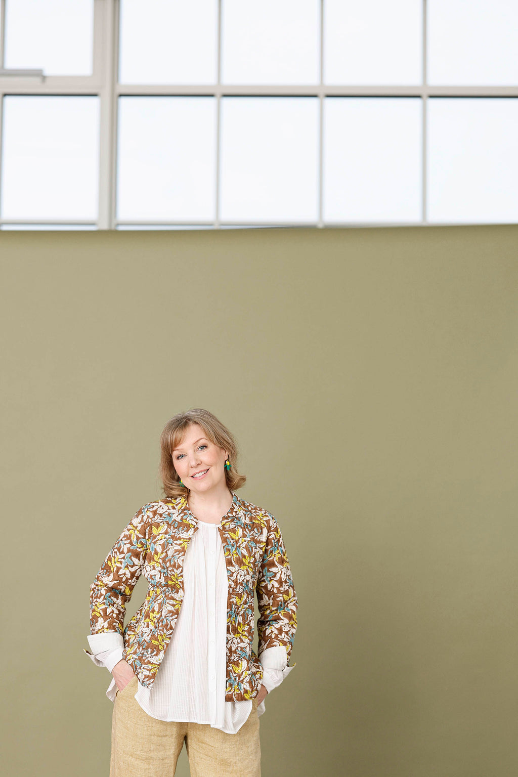 Quilted brown floral summer jacket