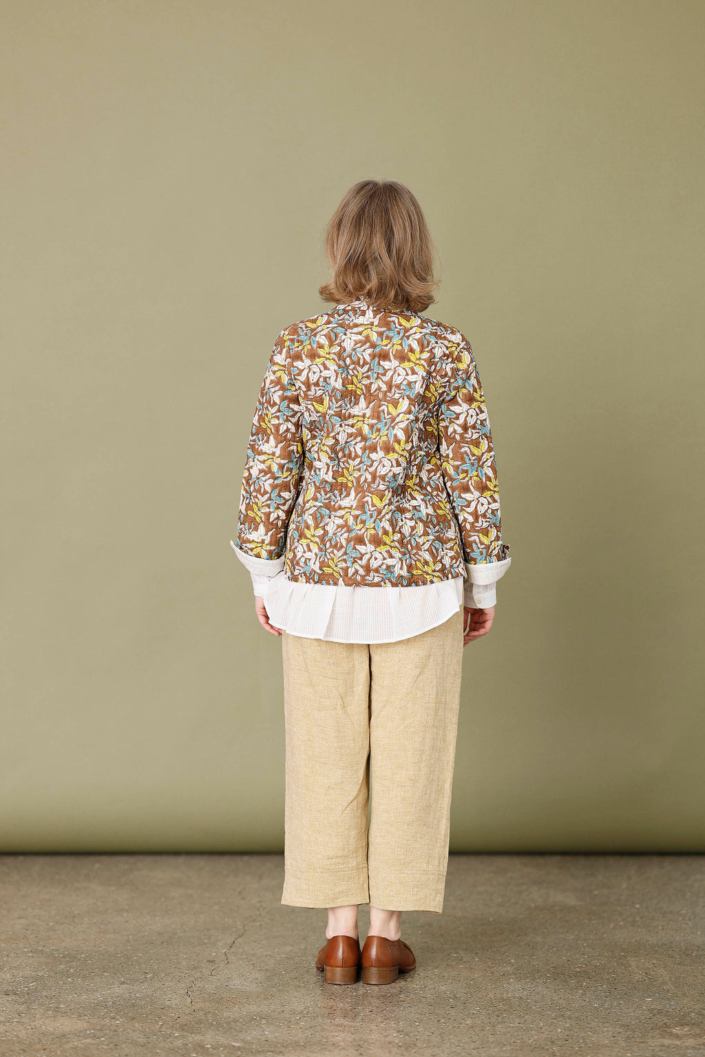 Quilted brown floral summer jacket
