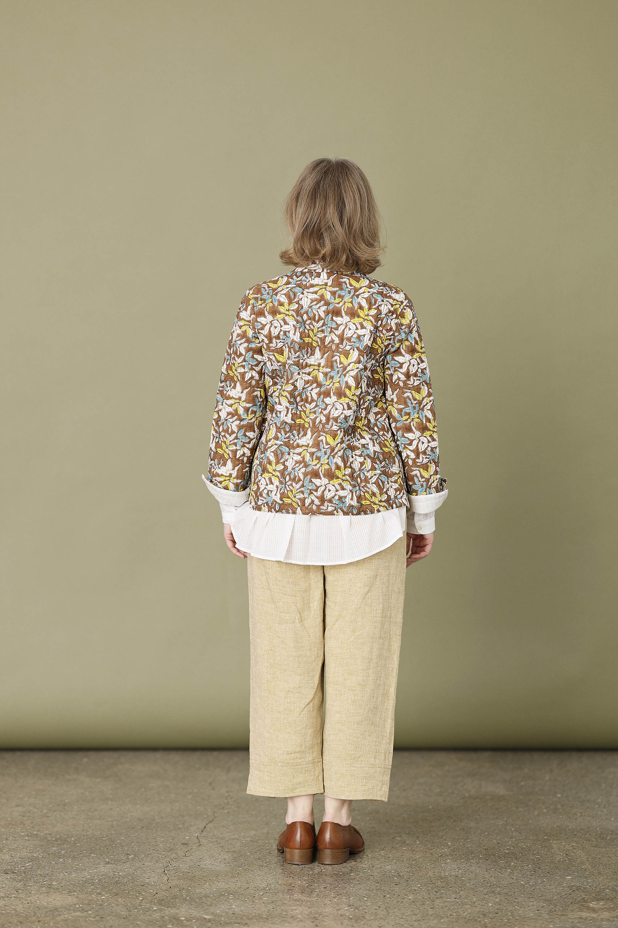 Quilted brown floral summer jacket