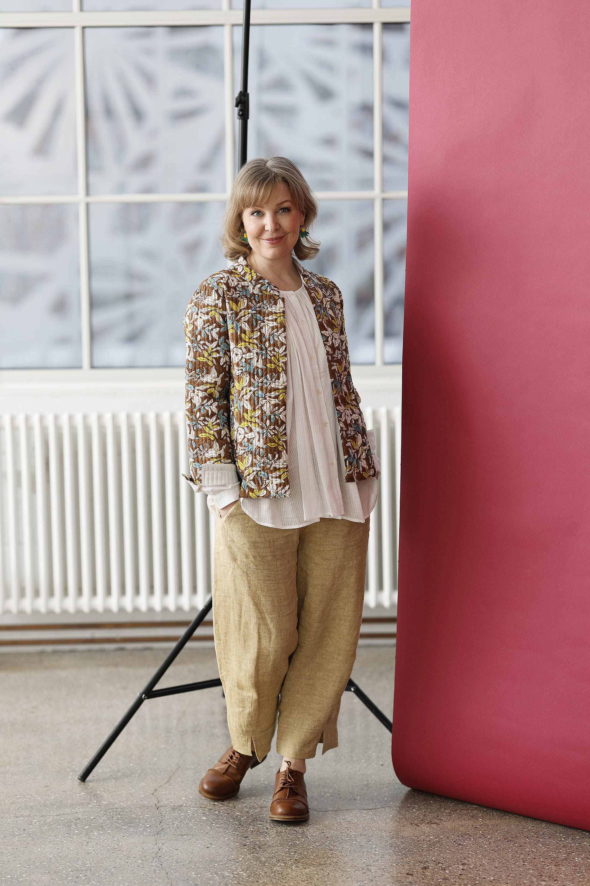 Quilted brown floral summer jacket