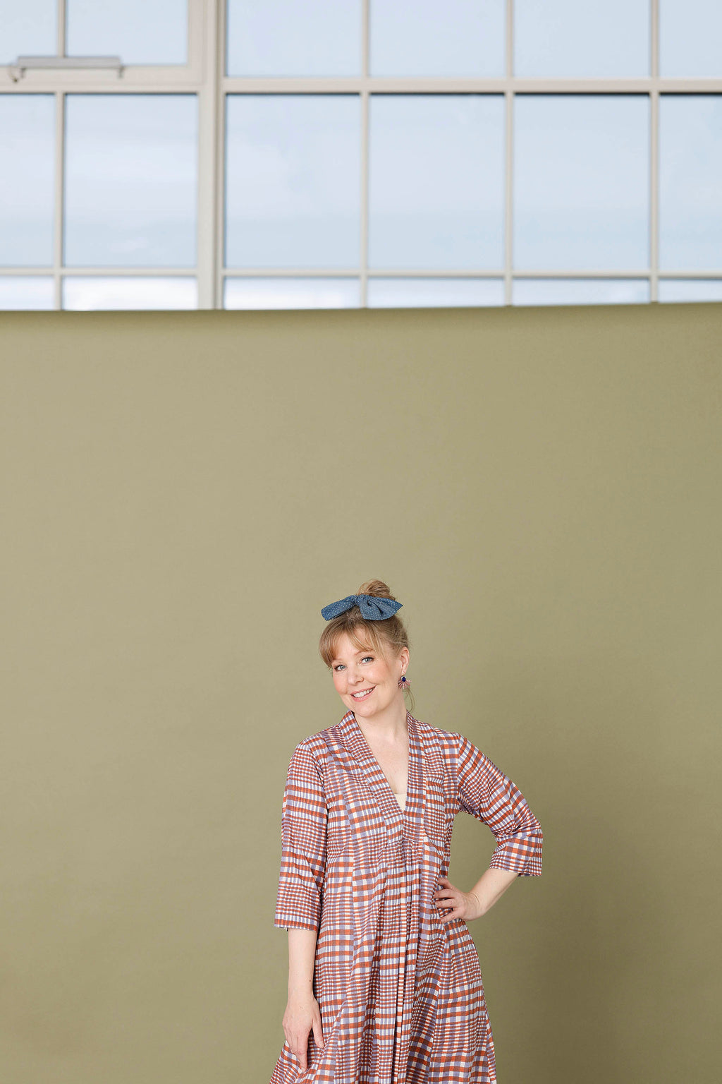 Checked dress in orange and purple from Zen Ethic