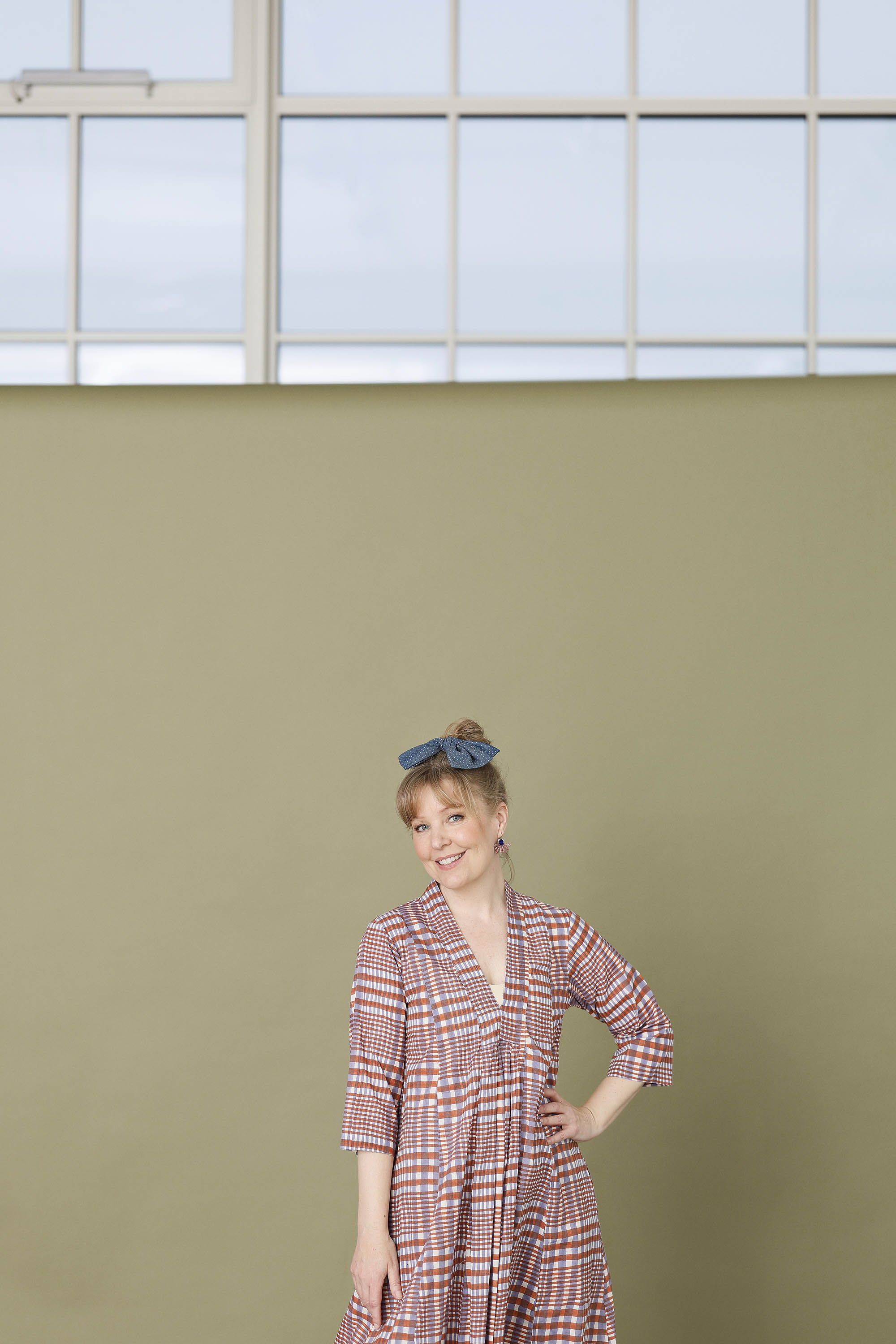 Checked dress in orange and purple from Zen Ethic