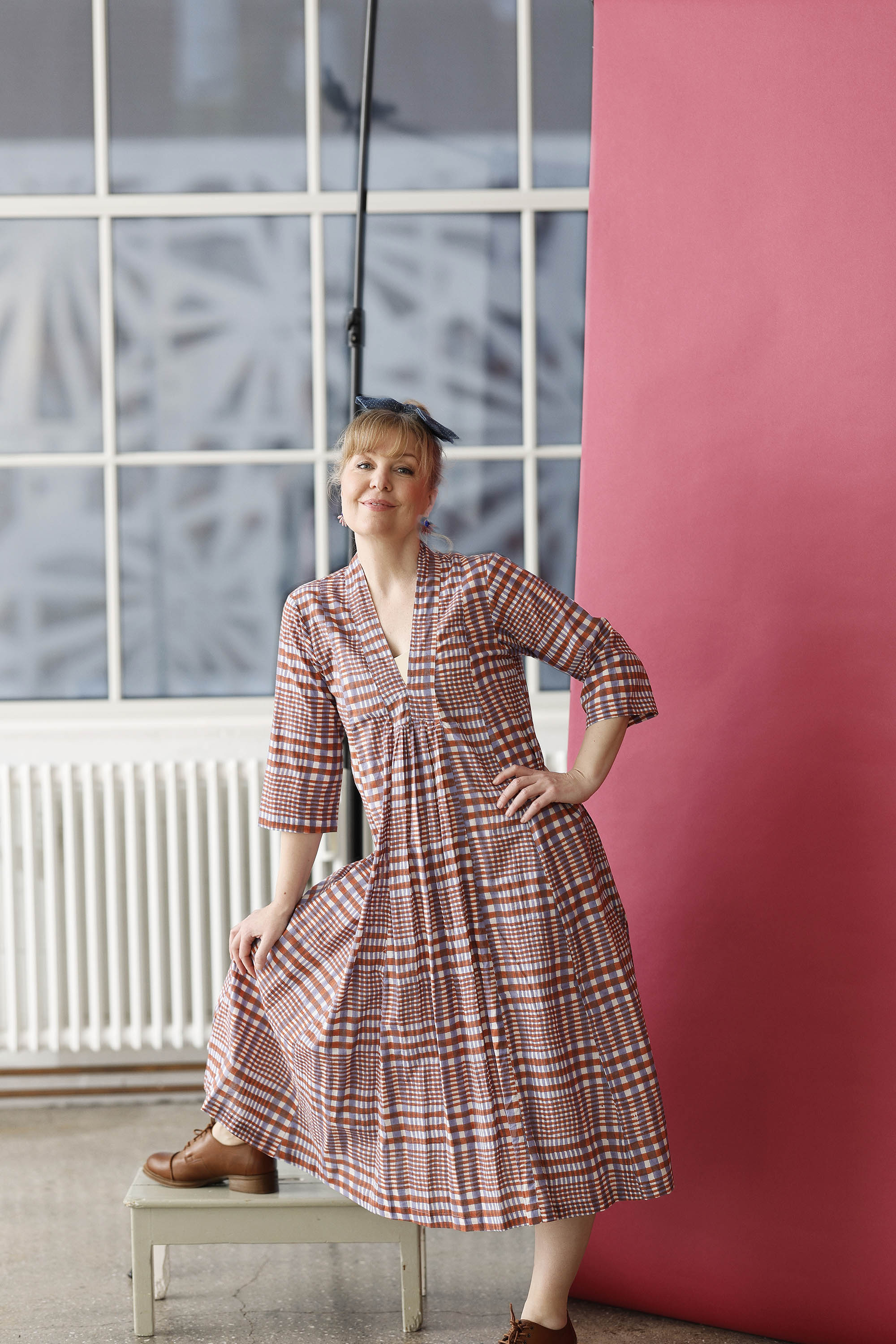 Checked dress in orange and purple from Zen Ethic - McVERDI