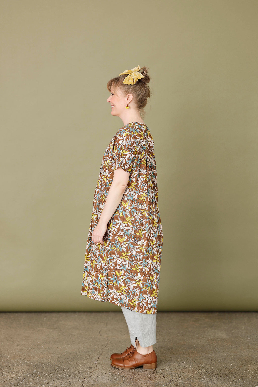 Brown floral dress from Zen Ethic