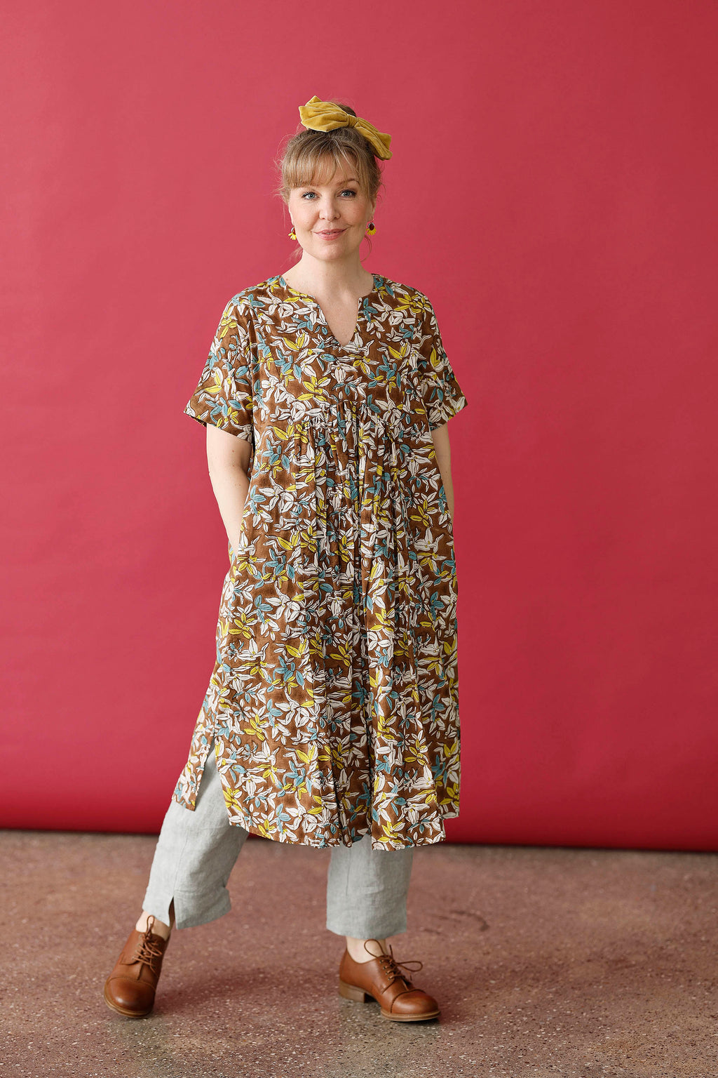 Brown floral dress from Zen Ethic